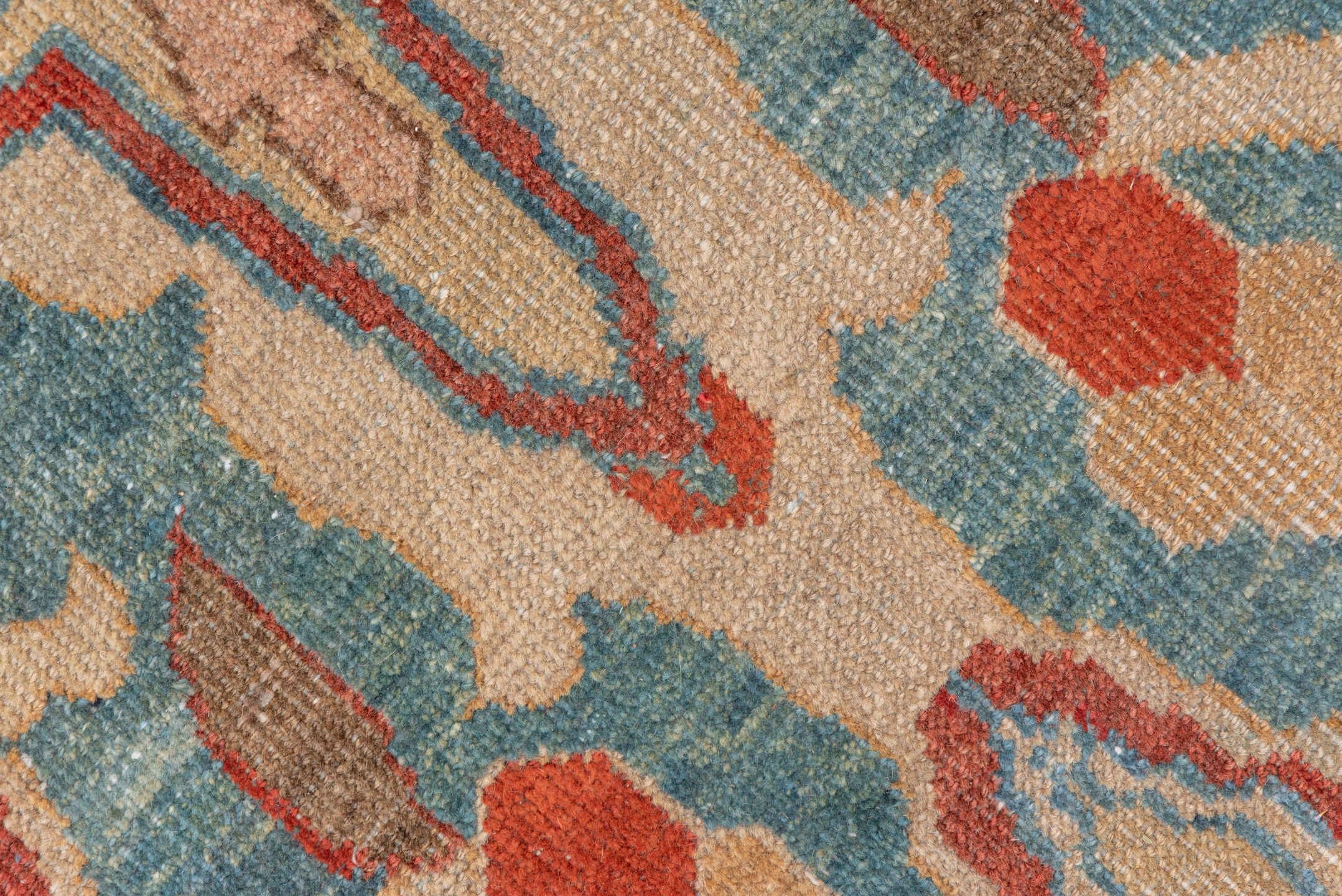 12' x 15' one-of-a-kind handmade antique Sultanabad oversize rug. Color palette: turquoise, terra cotta, ivory, taupe