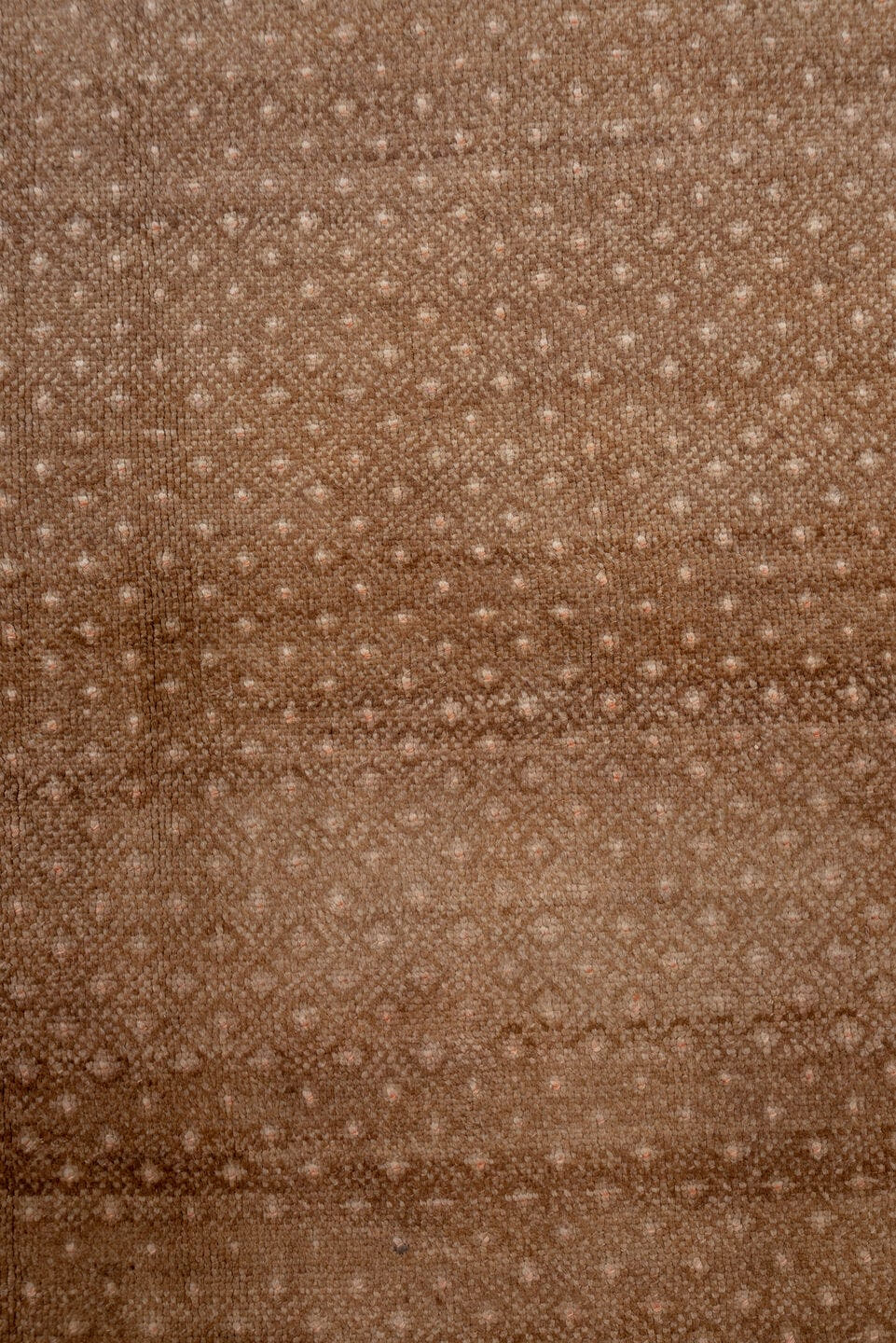 5' x 10' one-of-a-kind handmade vintage Oushak medium size rug. Color palette: camel, taupe, beige, ivory, sand, brown, gray