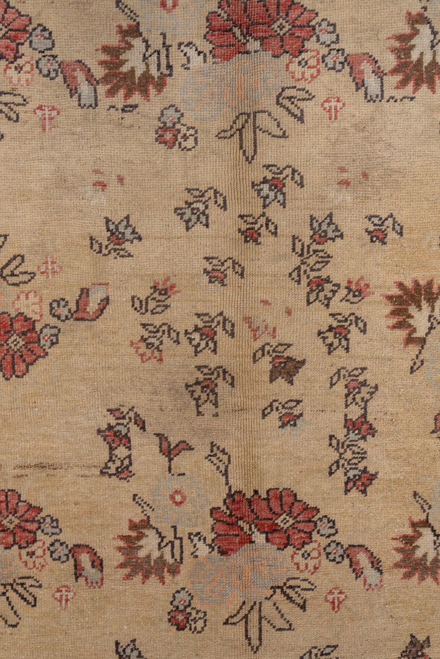 5' x 11' one-of-a-kind handmade vintage Konya runner rug. Color palette: camel, rust, ivory, charcoal, rose, taupe, beige