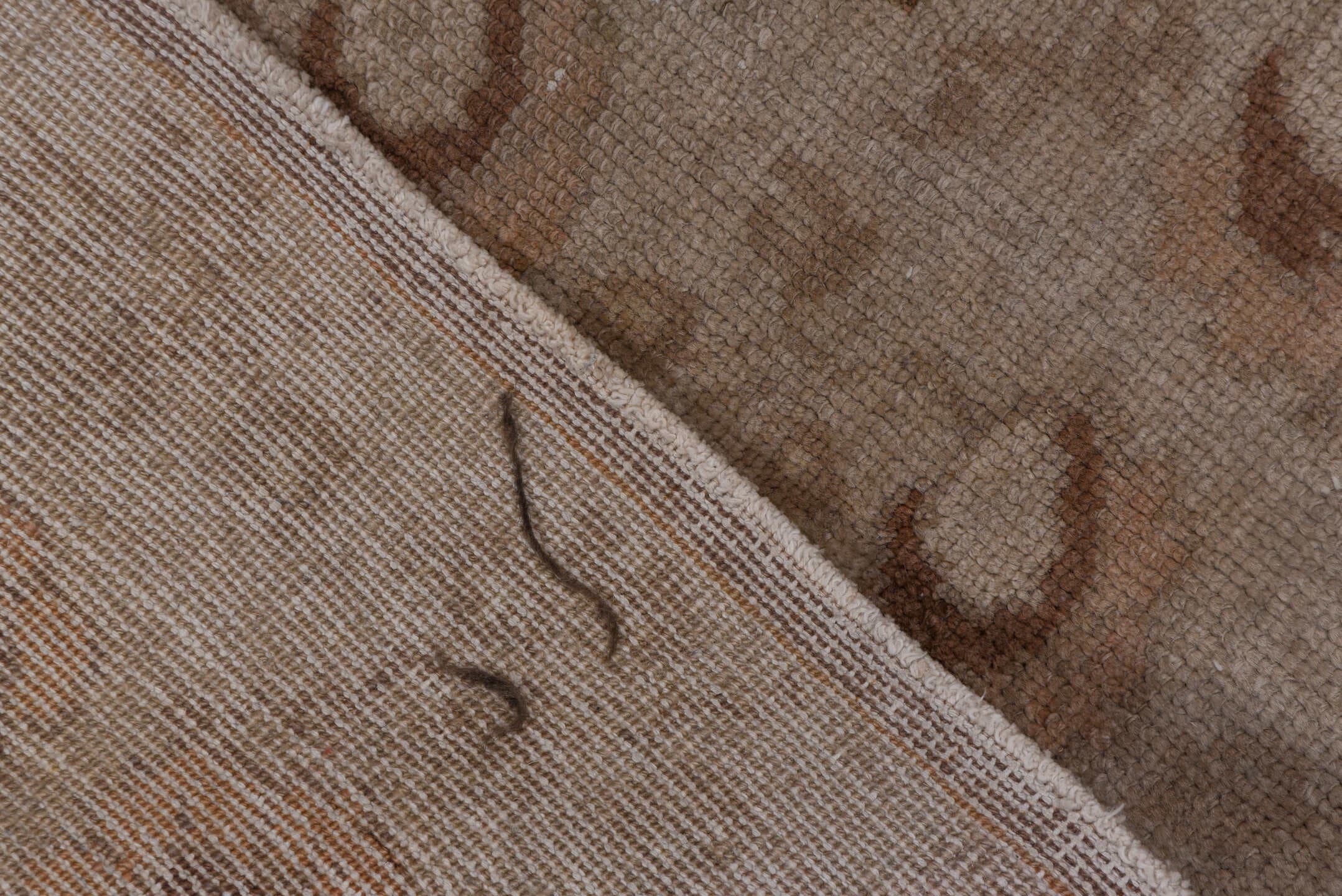3' x 8' one-of-a-kind handmade vintage Oushak runner rug. Color palette: beige, taupe, dusty_rose, ivory, camel, gray, pink