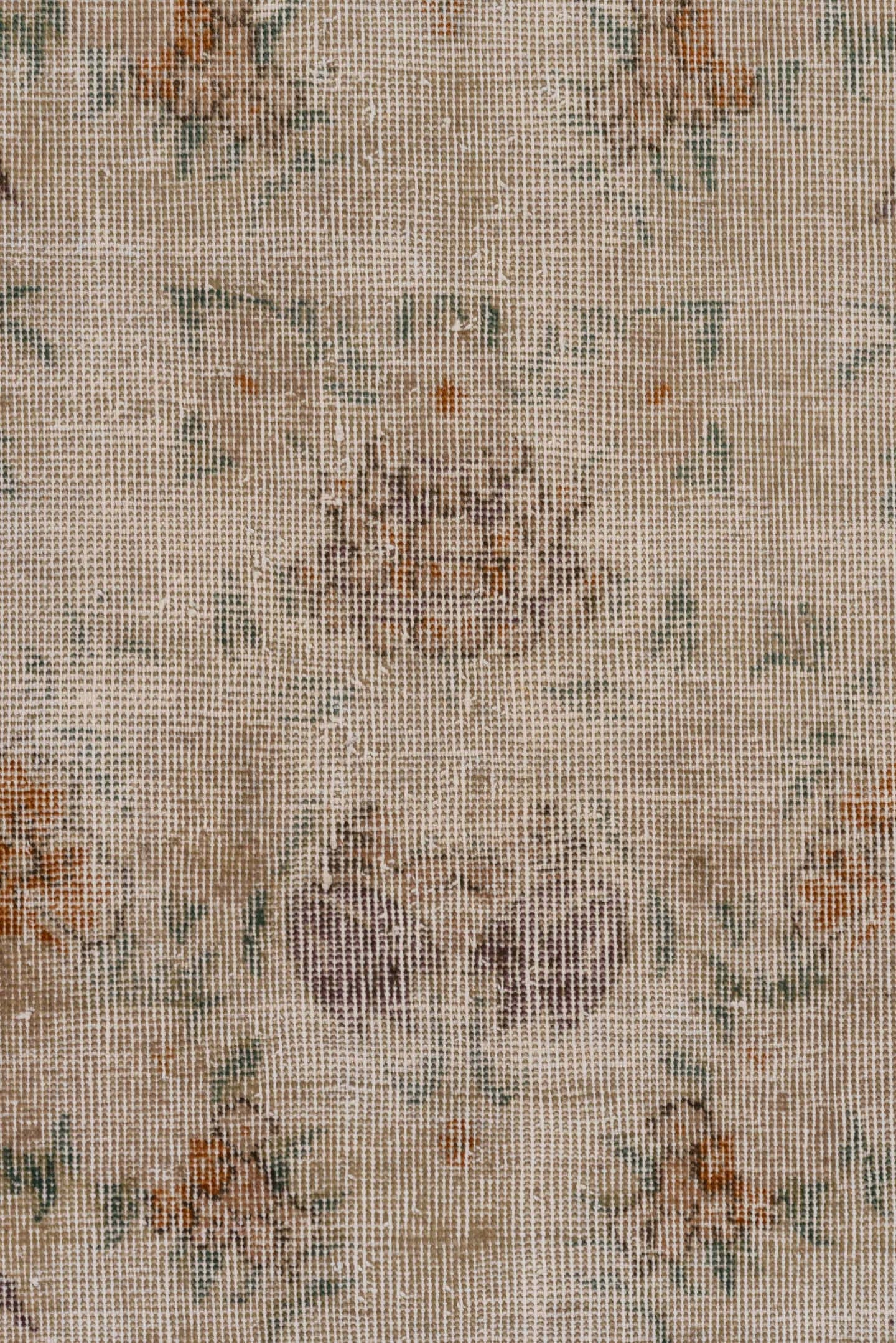 6' x 10' one-of-a-kind handmade vintage Oushak large size rug. Color palette: ivory, beige, taupe, sage, lavender, peach