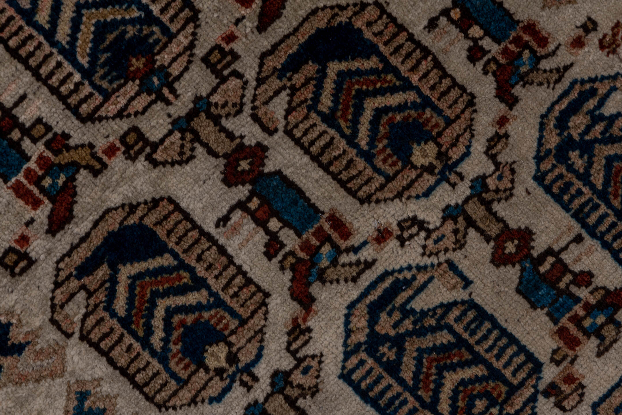 3' x 9' one-of-a-kind handmade antique NW Persian runner rug. Color palette: ivory, indigo, camel, rust, slate, brown