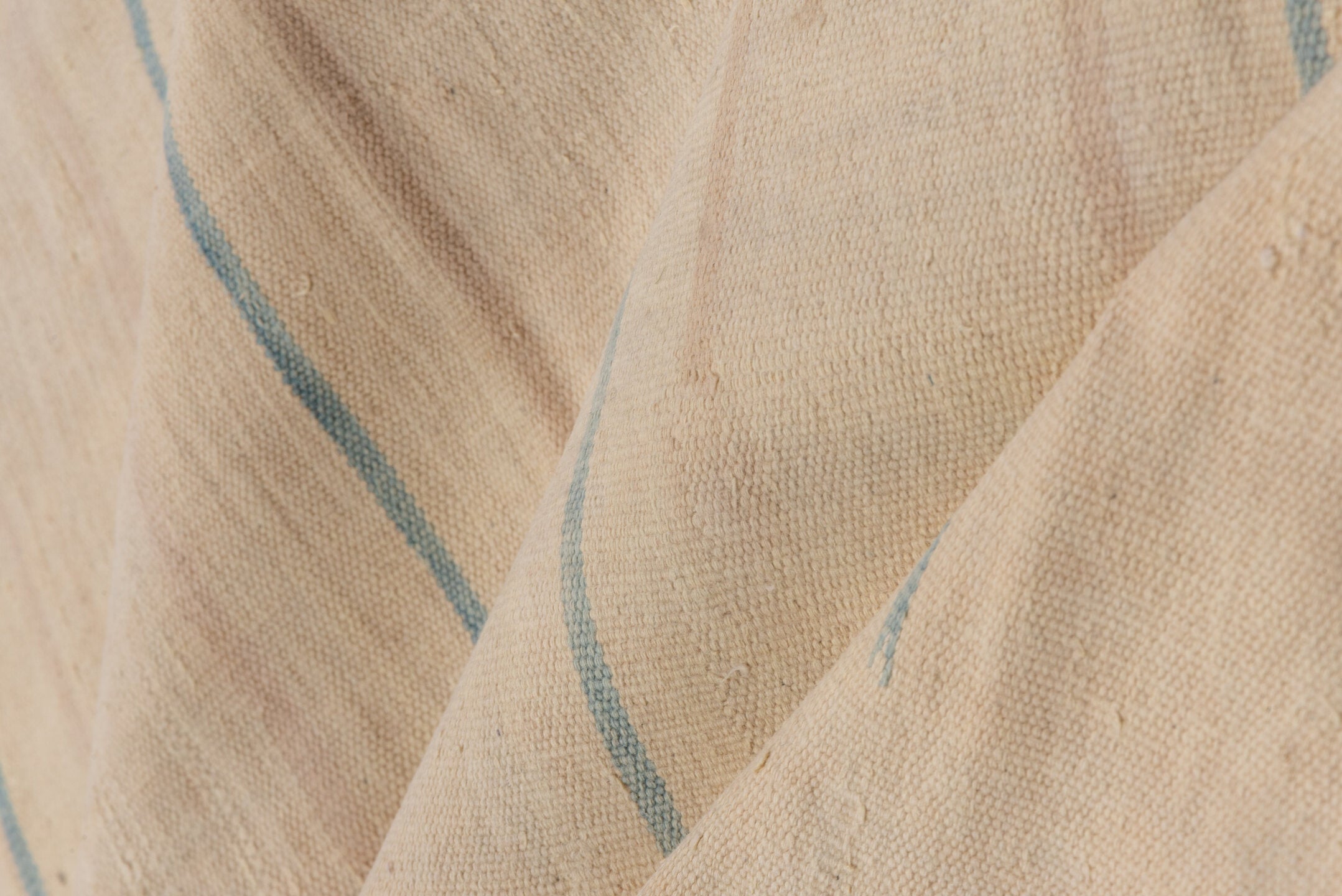 13' x 17' one-of-a-kind handmade antique Dhurrie oversize rug. Color palette: ivory, cream, pale blue, beige, light blue