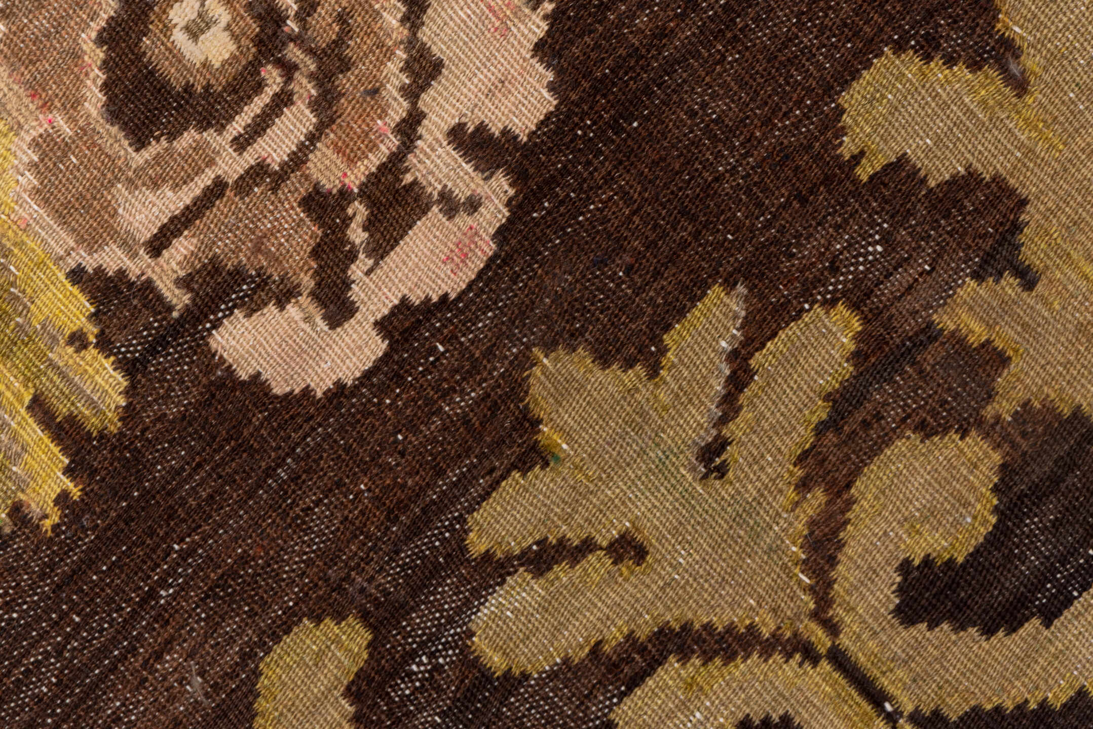 6' x 8' one-of-a-kind handmade antique Kilim medium size rug. Color palette: brown, ivory, taupe, blush, olive, gold, camel