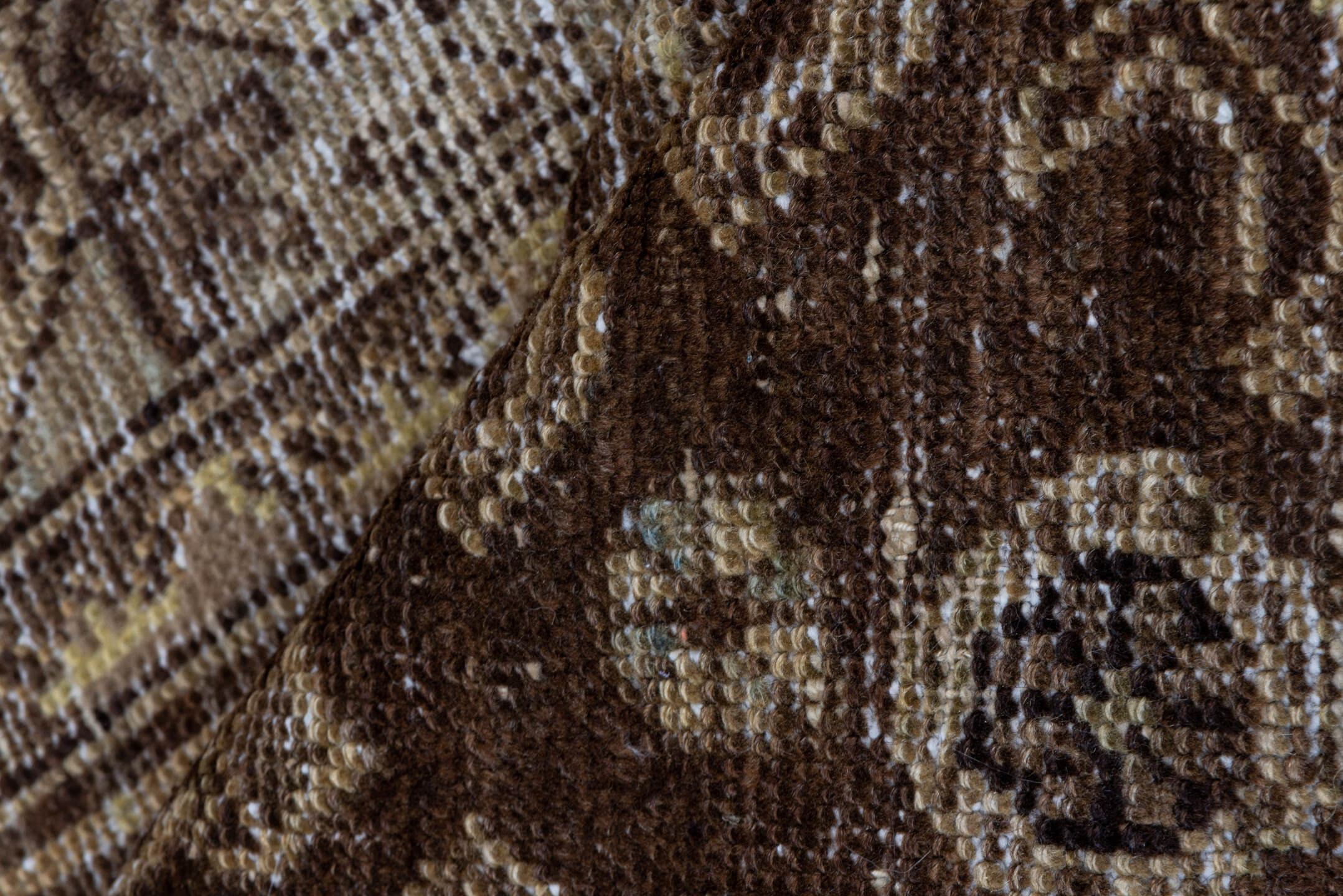 3' x 5' one-of-a-kind handmade antique Hamadan small size rug. Color palette: brown, ivory, taupe, camel, charcoal, beige
