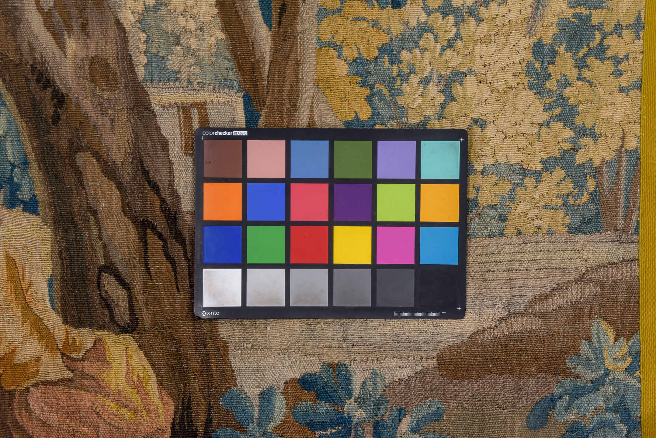 6' x 11' one-of-a-kind handmade vintage Tapestry large size rug. Color palette: black, blue, brown, gray