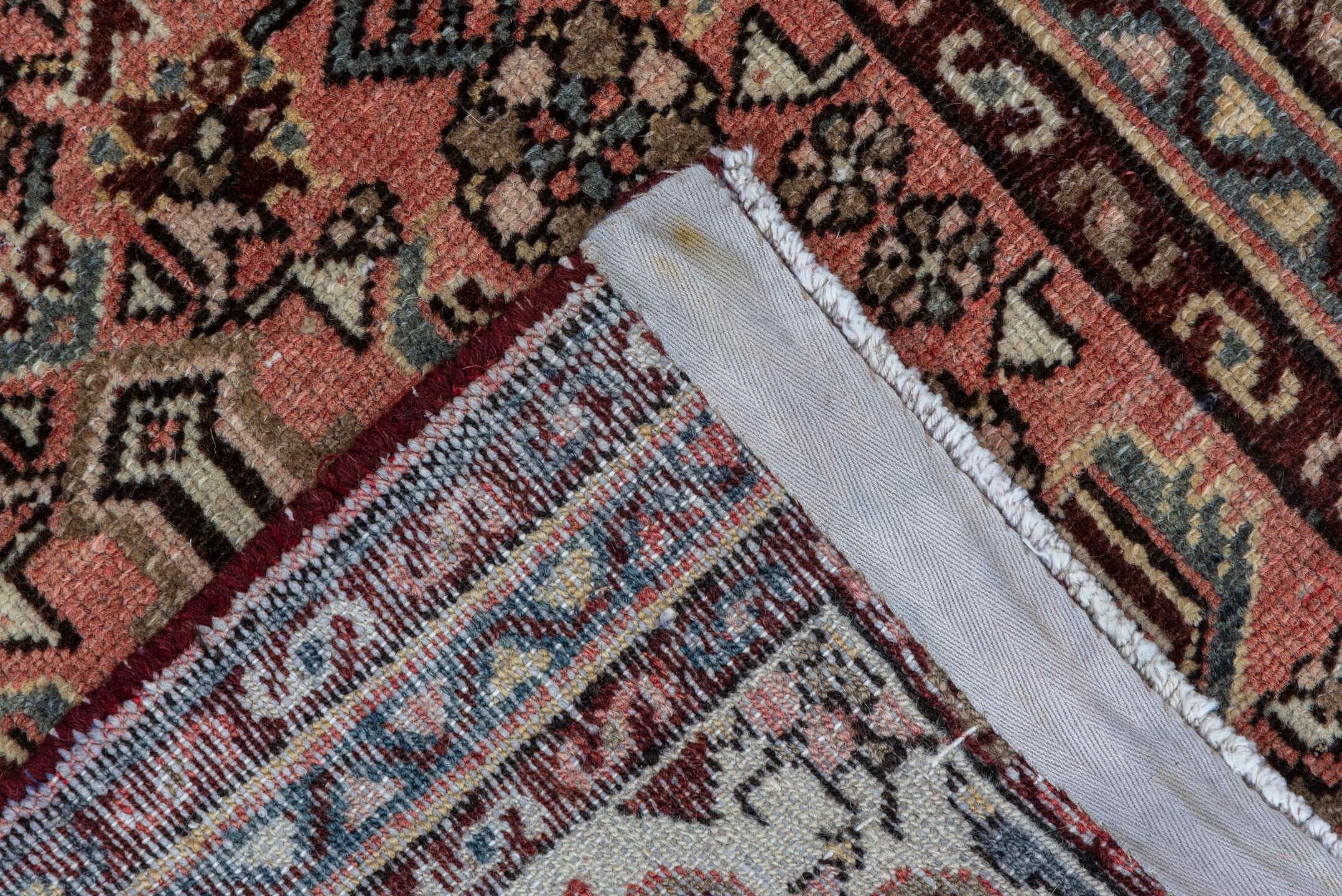 2' x 2' one-of-a-kind handmade vintage Hamadan small size rug. Color palette: brown, gray, pink