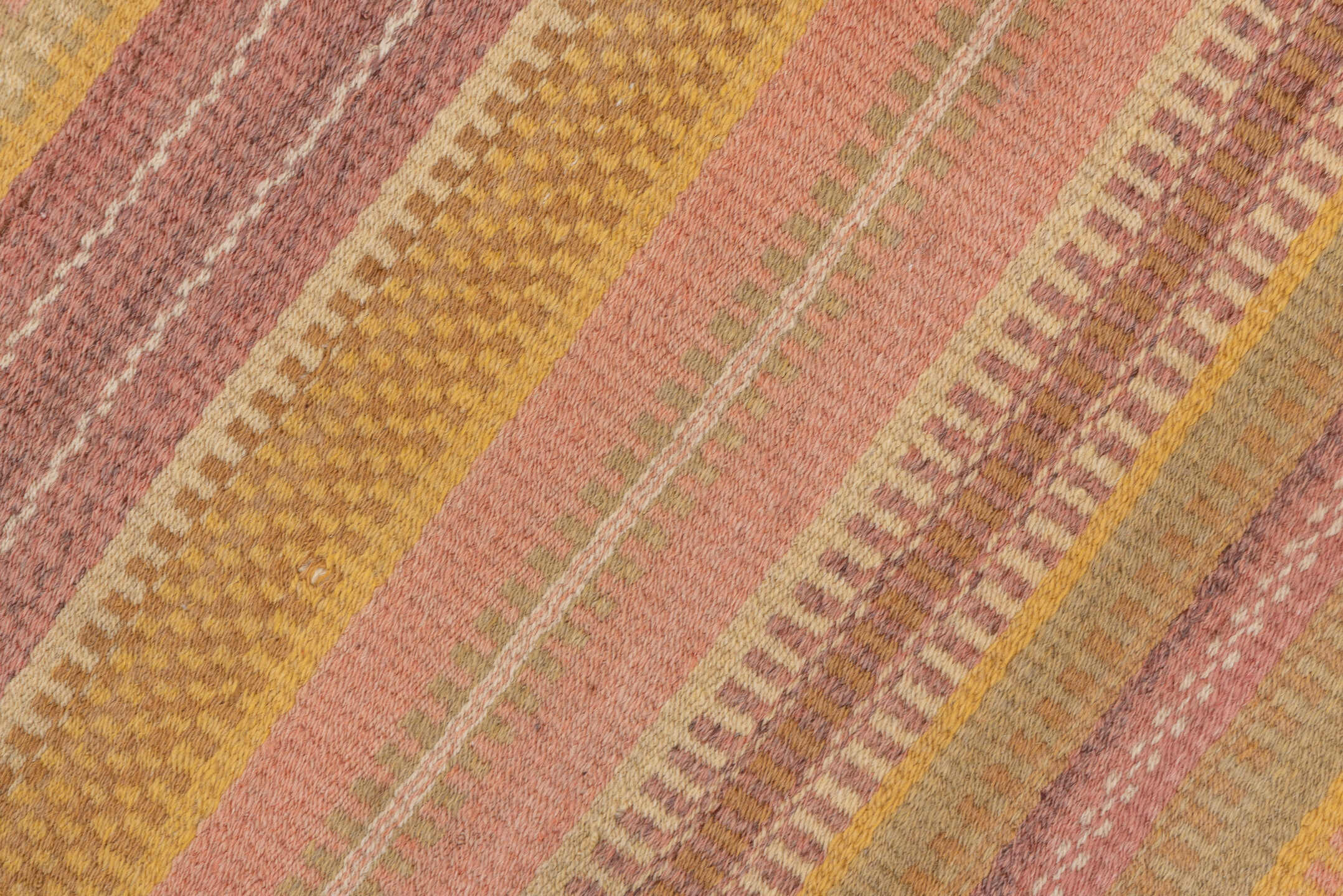 7' x 13' one-of-a-kind handmade antique Kilim large size rug. Color palette: blush, peach, sand, gold, rose, camel, ivory