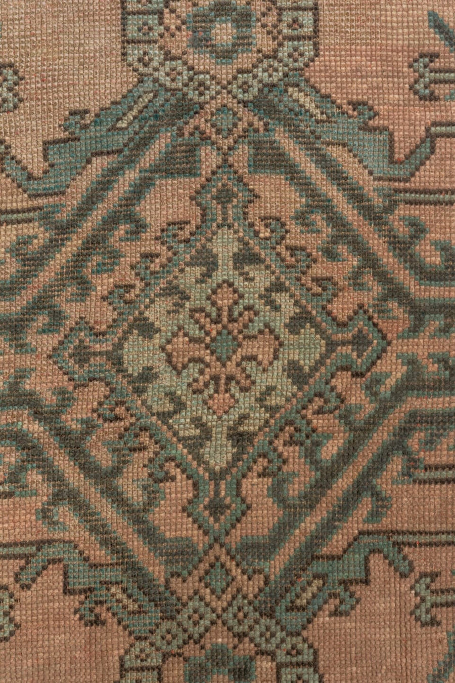 13' x 23' one-of-a-kind handmade vintage Oushak oversize rug. Color palette: taupe, dusty rose, teal, charcoal, brown, sage