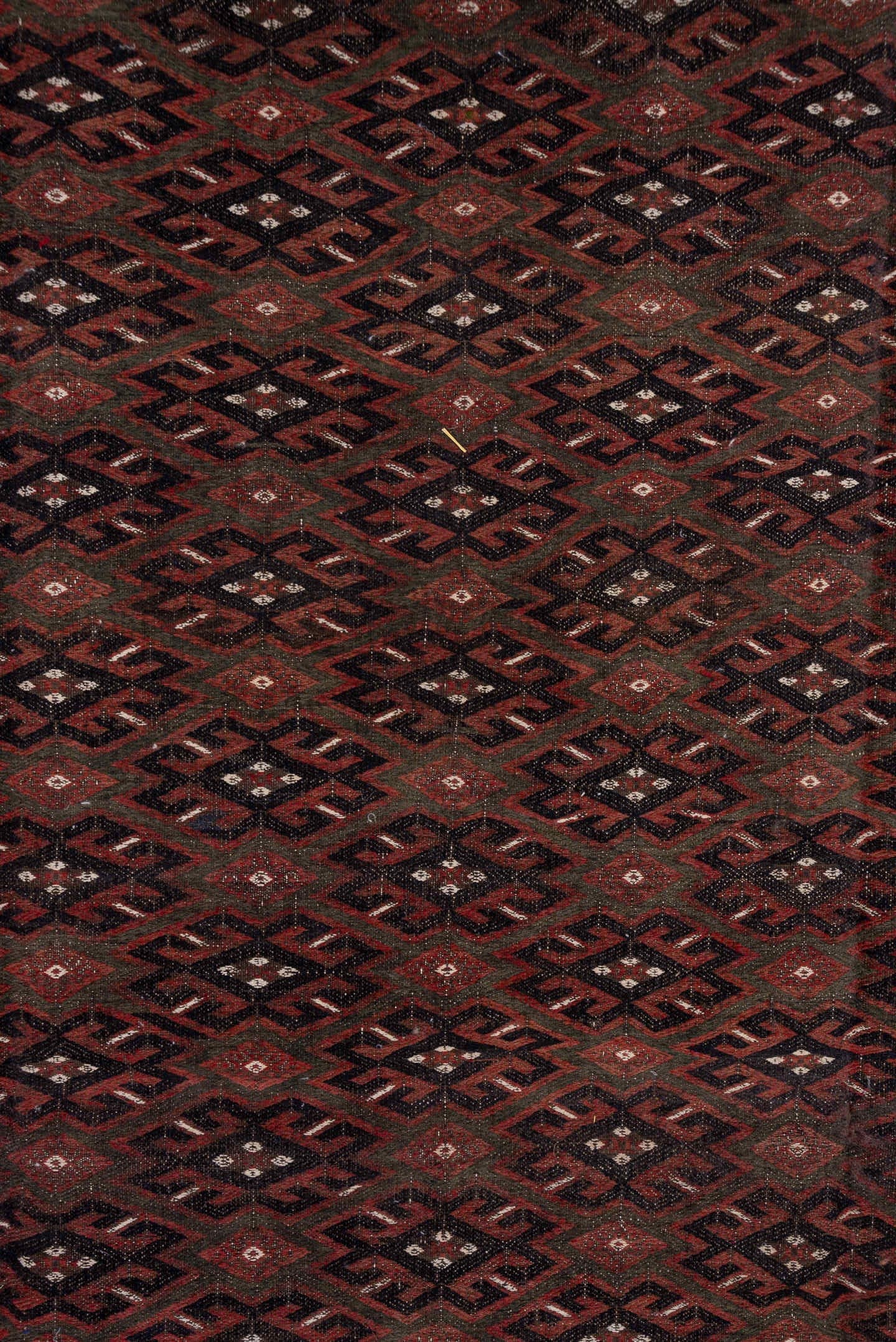 6' x 11' one-of-a-kind handmade vintage Kilim large size rug. Color palette: burgundy, brown, charcoal, ivory, rust, taupe