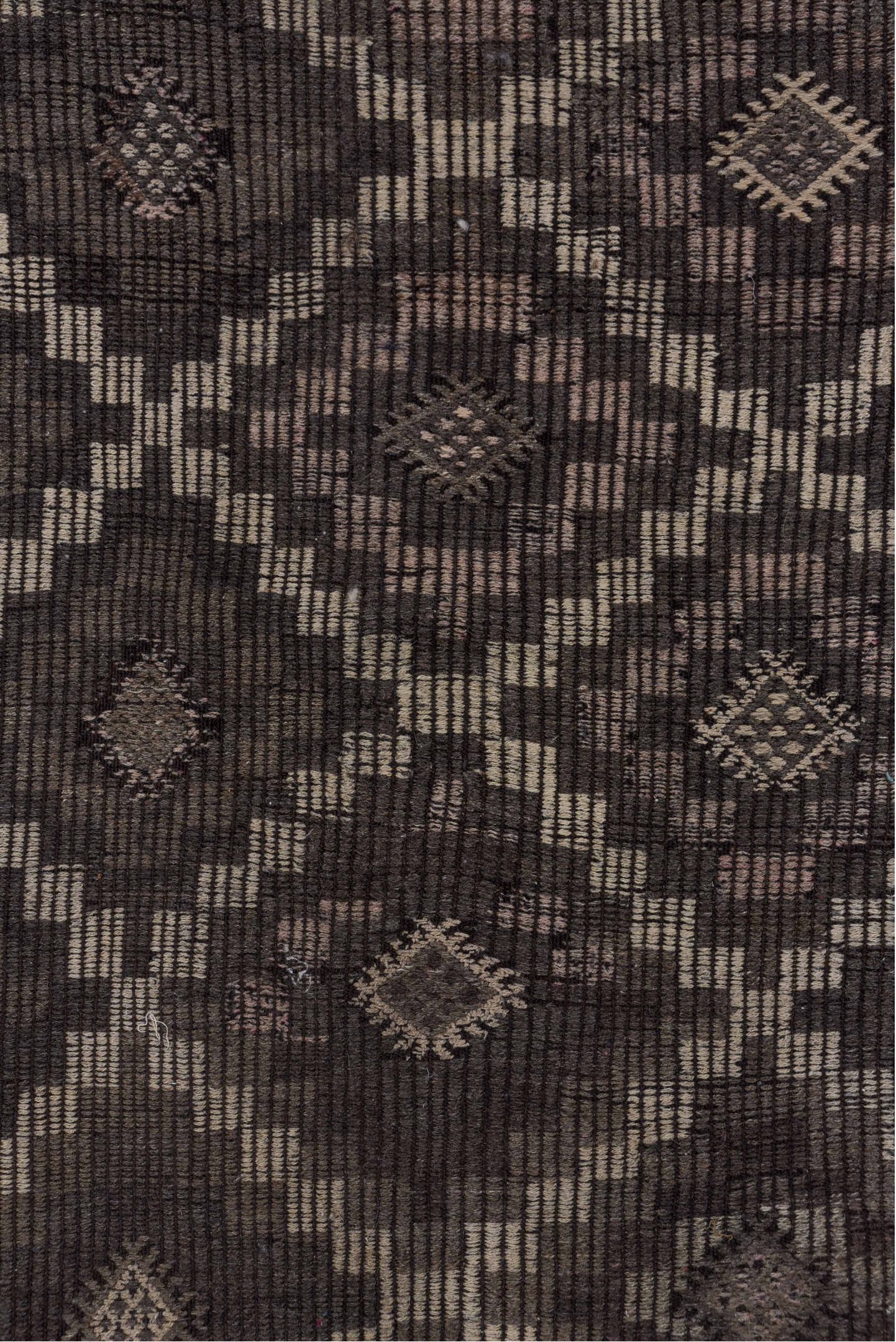 6' x 9' one-of-a-kind handmade vintage Jijim medium size rug. Color palette: antiquewhite, black, brown, charcoal, dark gray