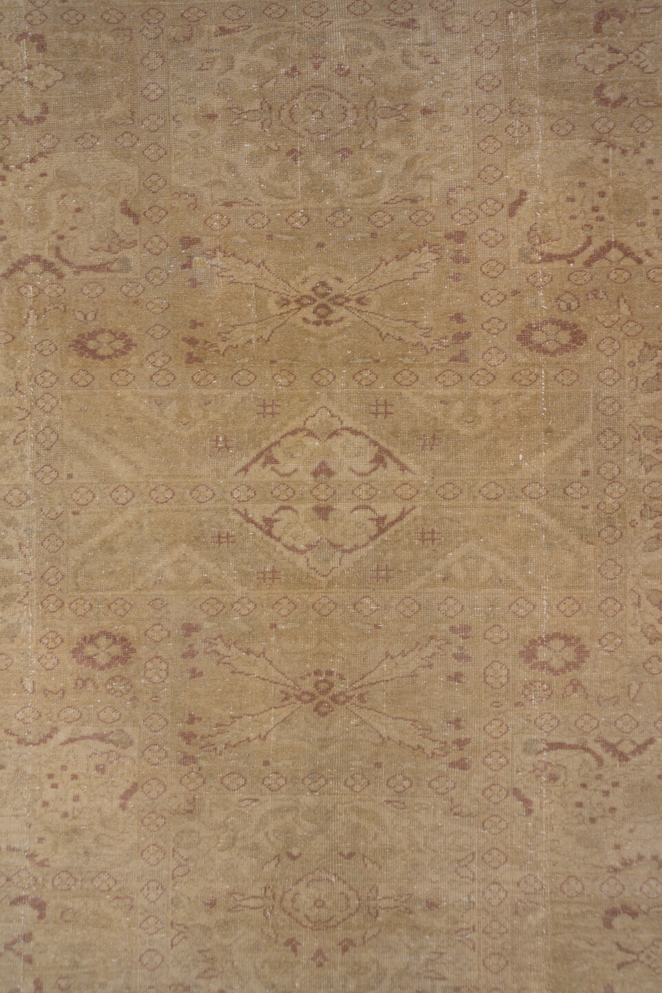 6' x 9' one-of-a-kind handmade vintage Sivas medium size rug. Color palette: beige, taupe, rose, ivory, camel, gray, pink