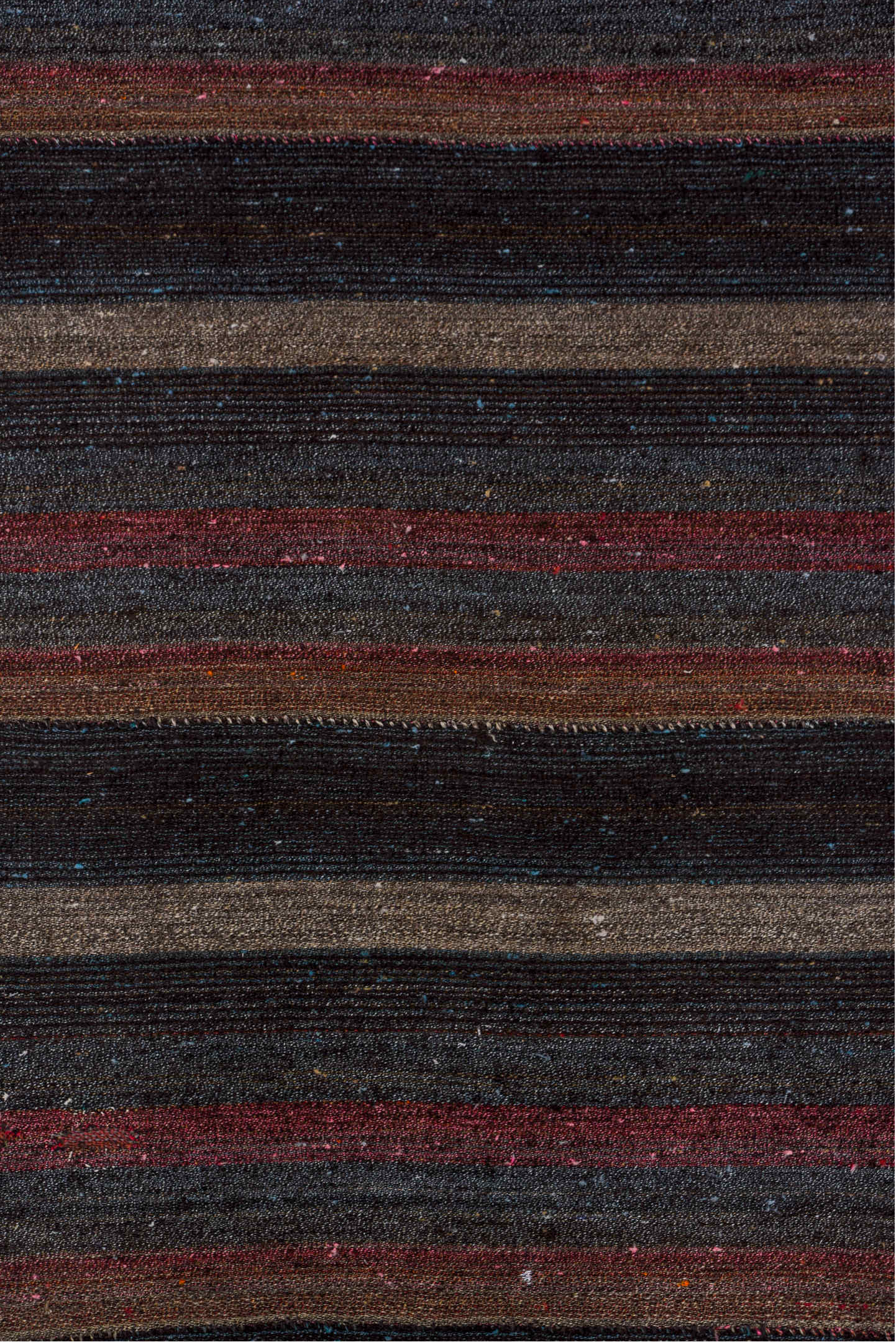 9' x 10' one-of-a-kind handmade vintage Kilim large size rug. Color palette: charcoal, taupe, brown, rust, slate, gray