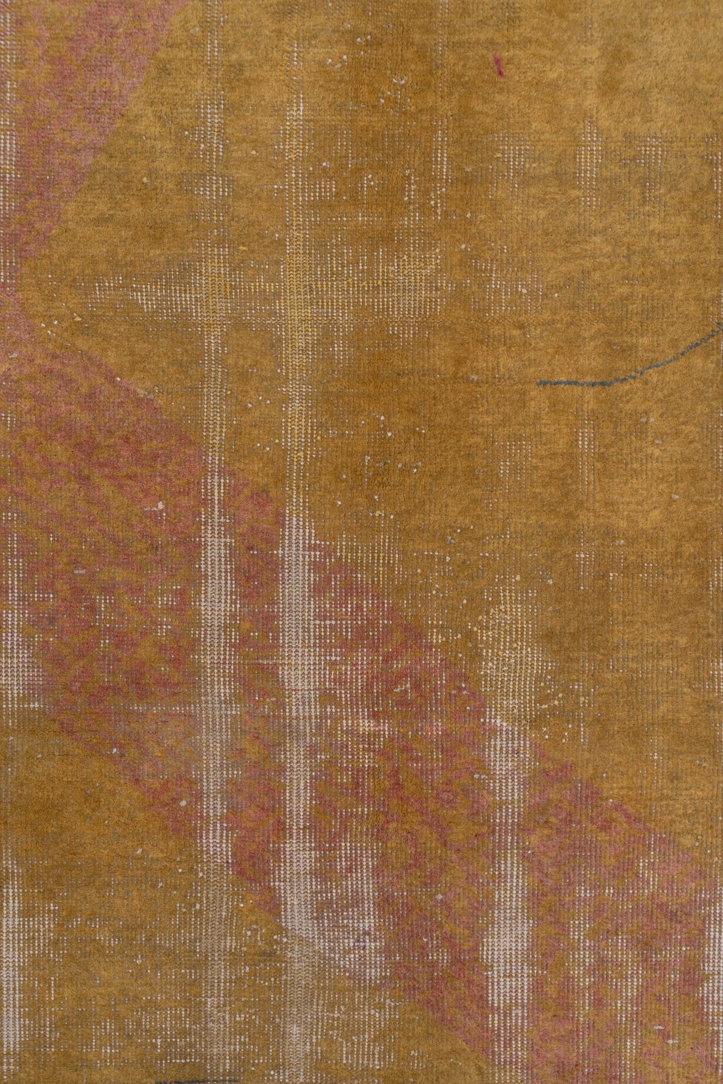 5' x 8' one-of-a-kind handmade vintage Zeki Muran medium size rug. Color palette: gold, dusty_rose, ivory, taupe, charcoal