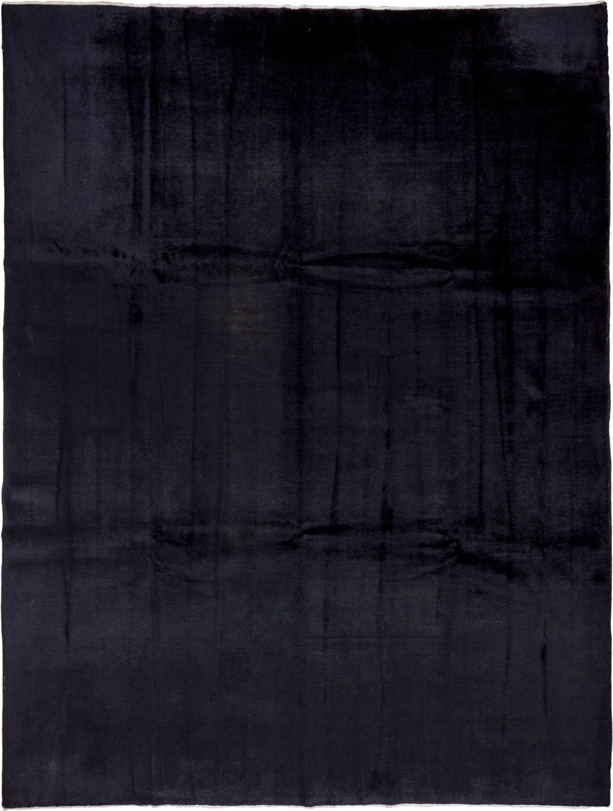 9' x 12' one-of-a-kind handmade vintage Overdyed large size rug. Color palette: charcoal, ebony, slate, gray, black