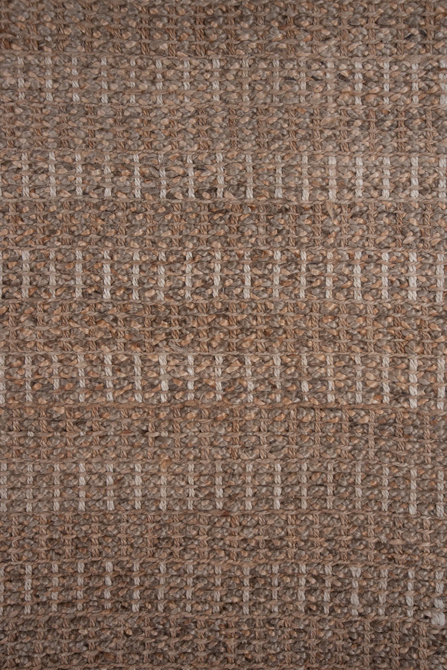 4' x 6' one-of-a-kind handmade vintage Sisal small size rug. Color palette: taupe, brown, camel, beige, gray