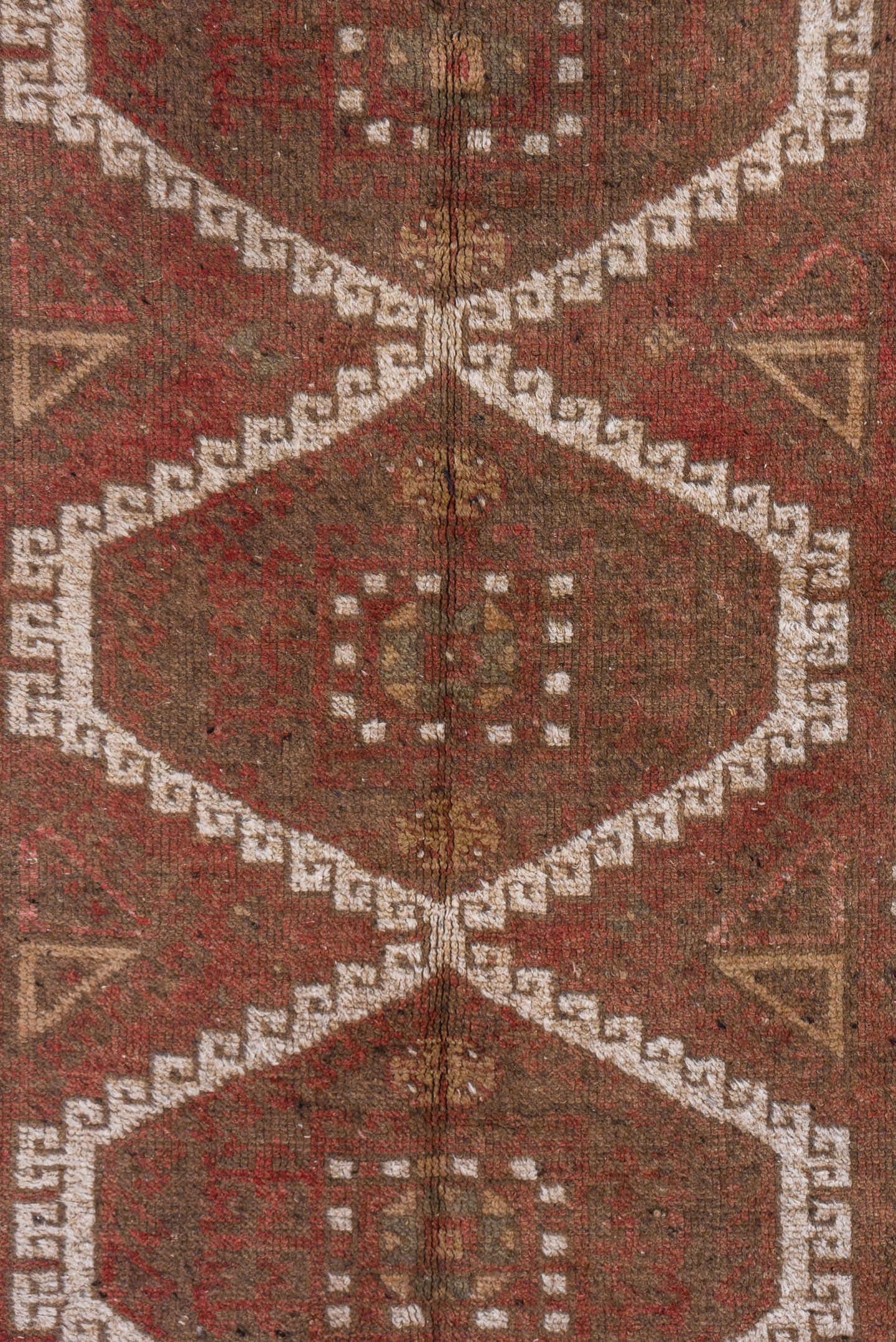 4' x 8' one-of-a-kind handmade vintage Oushak rug. Color palette: rust, ivory, taupe, brown, terracotta, beige, gray