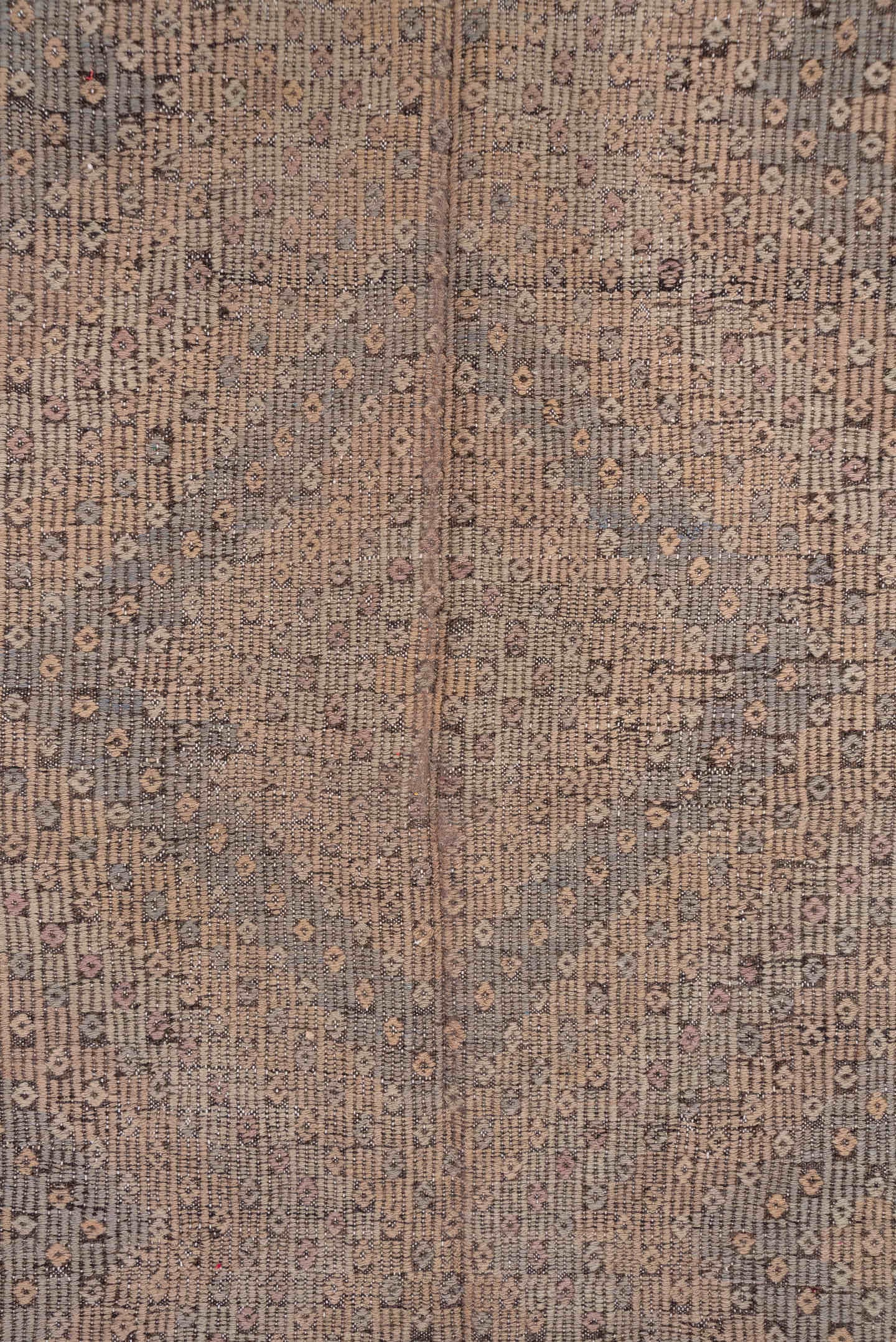 6' x 10' one-of-a-kind handmade vintage Jijim large size rug. Color palette: taupe, brown, charcoal, dusty rose, mauve