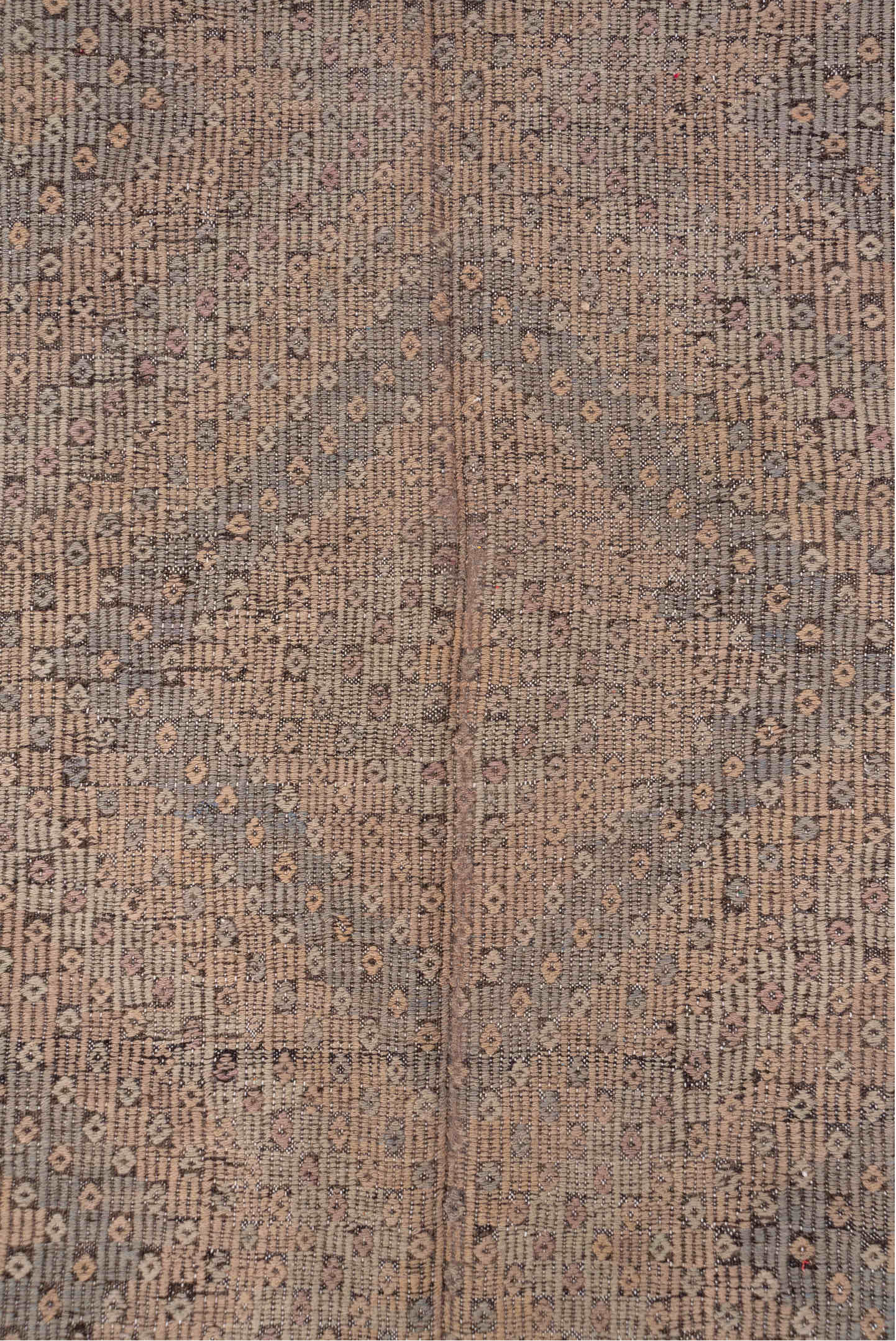 6' x 10' one-of-a-kind handmade vintage Jijim large size rug. Color palette: taupe, brown, charcoal, dusty rose, mauve