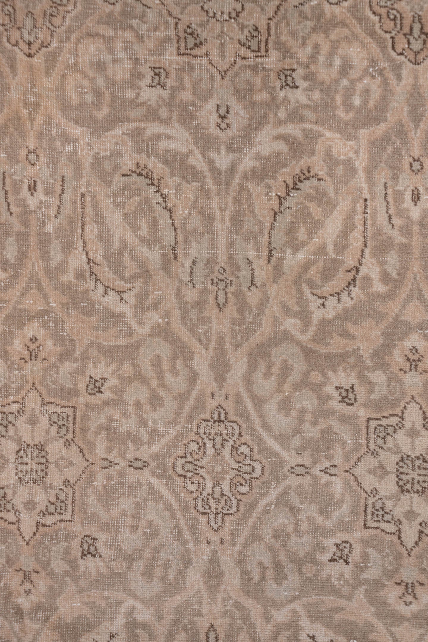 6' x 9' one-of-a-kind handmade vintage Oushak medium size rug. Color palette: taupe, beige, ivory, camel, brown, gray