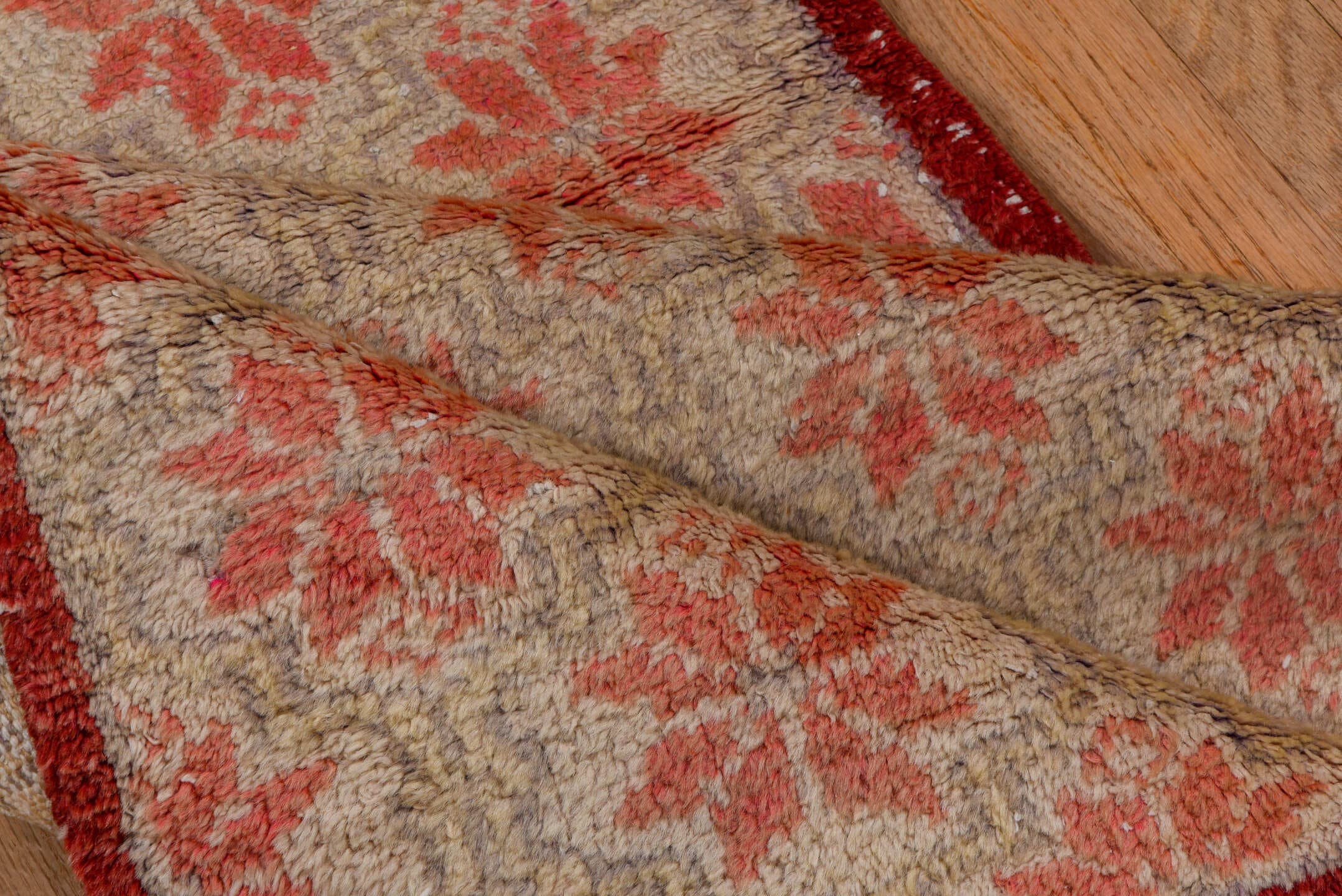 2' x 6' one-of-a-kind handmade vintage Oushak runner rug. Color palette: ivory, coral, rust, beige, terracotta, brown