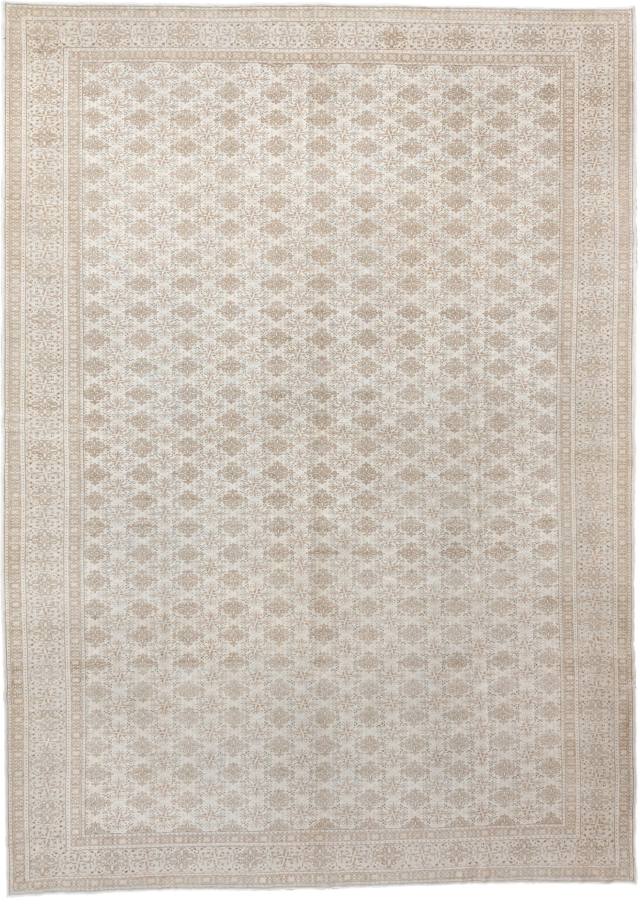 10' x 14' one-of-a-kind handmade antique Sivas oversize rug. Color palette: ivory, beige, cream, taupe, sand, gray