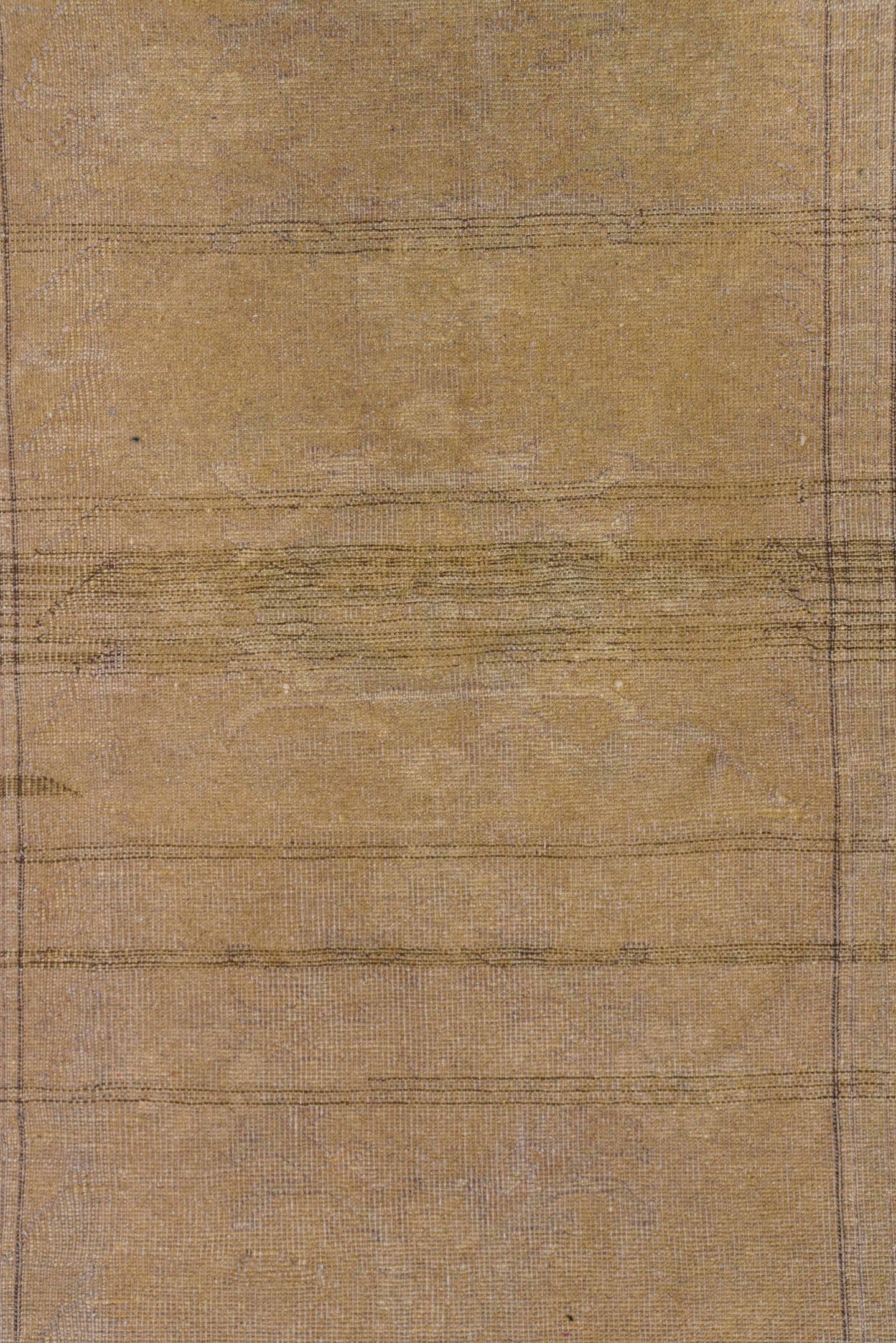6' x 7' one-of-a-kind handmade vintage Oushak rug. Color palette: taupe, beige, camel, ivory, brown, gray
