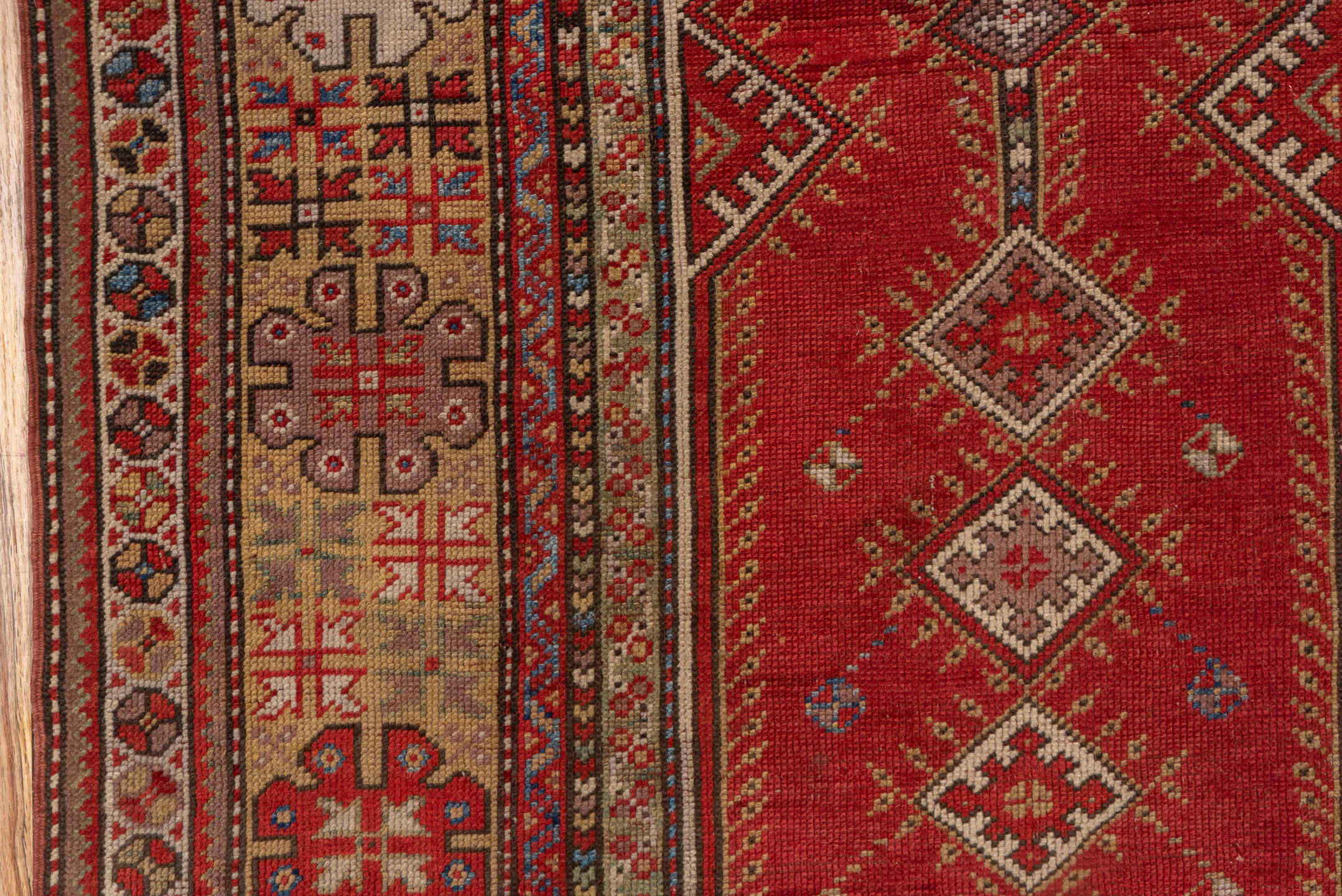 3' x 5' one-of-a-kind handmade vintage Melas small size rug. Color palette: rust, ivory, brick, navy, camel, rose, brown