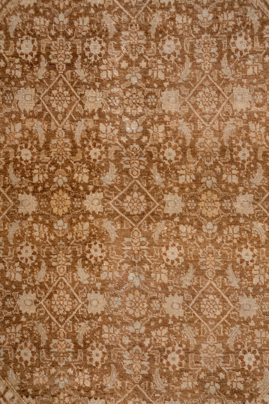 9' x 12' one-of-a-kind handmade antique Tabriz large size rug. Color palette: camel, terracotta, ivory, taupe, sienna, beige