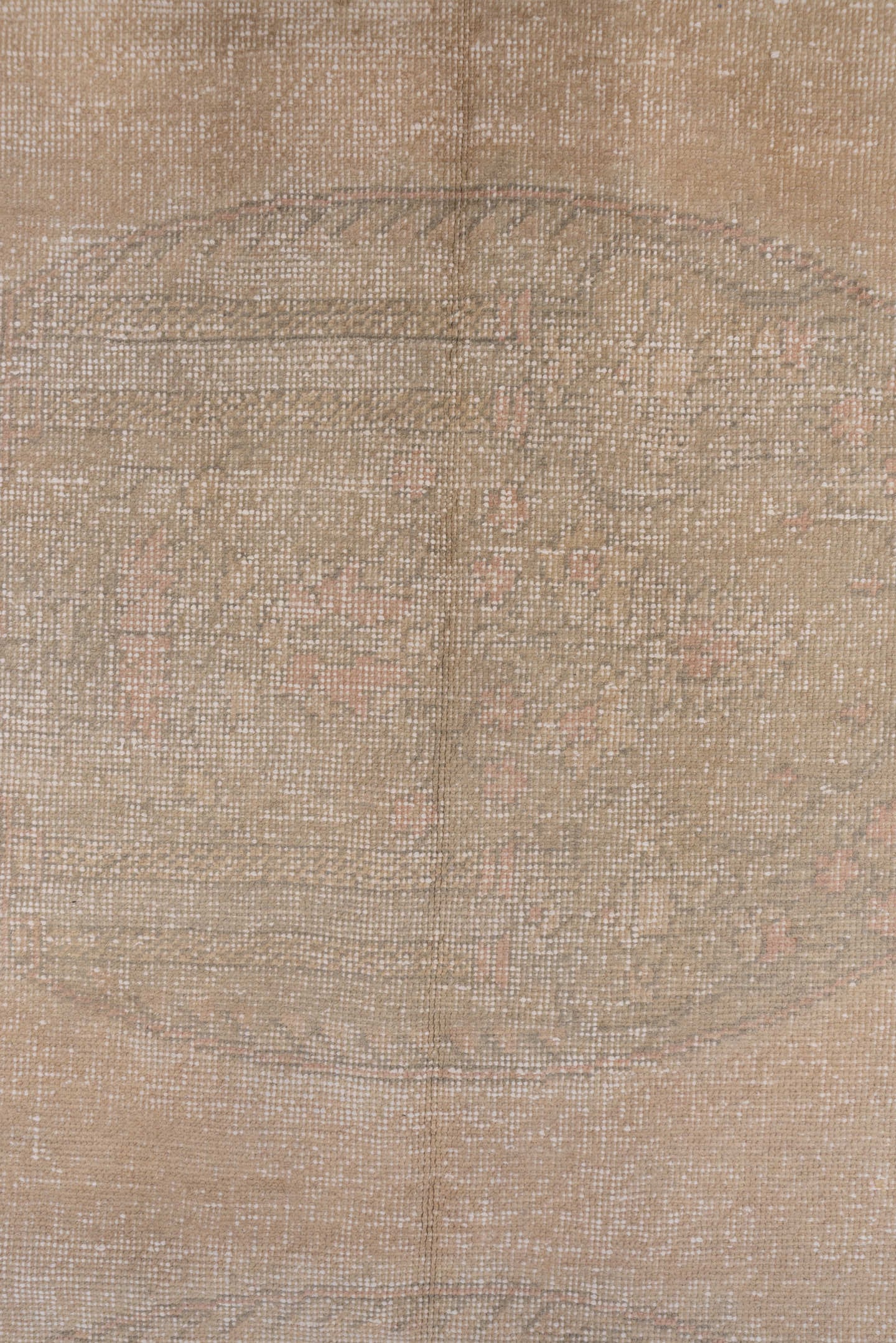 5' x 10' one-of-a-kind handmade vintage Oushak medium size rug. Color palette: beige, ivory, taupe, sand, blush, greige