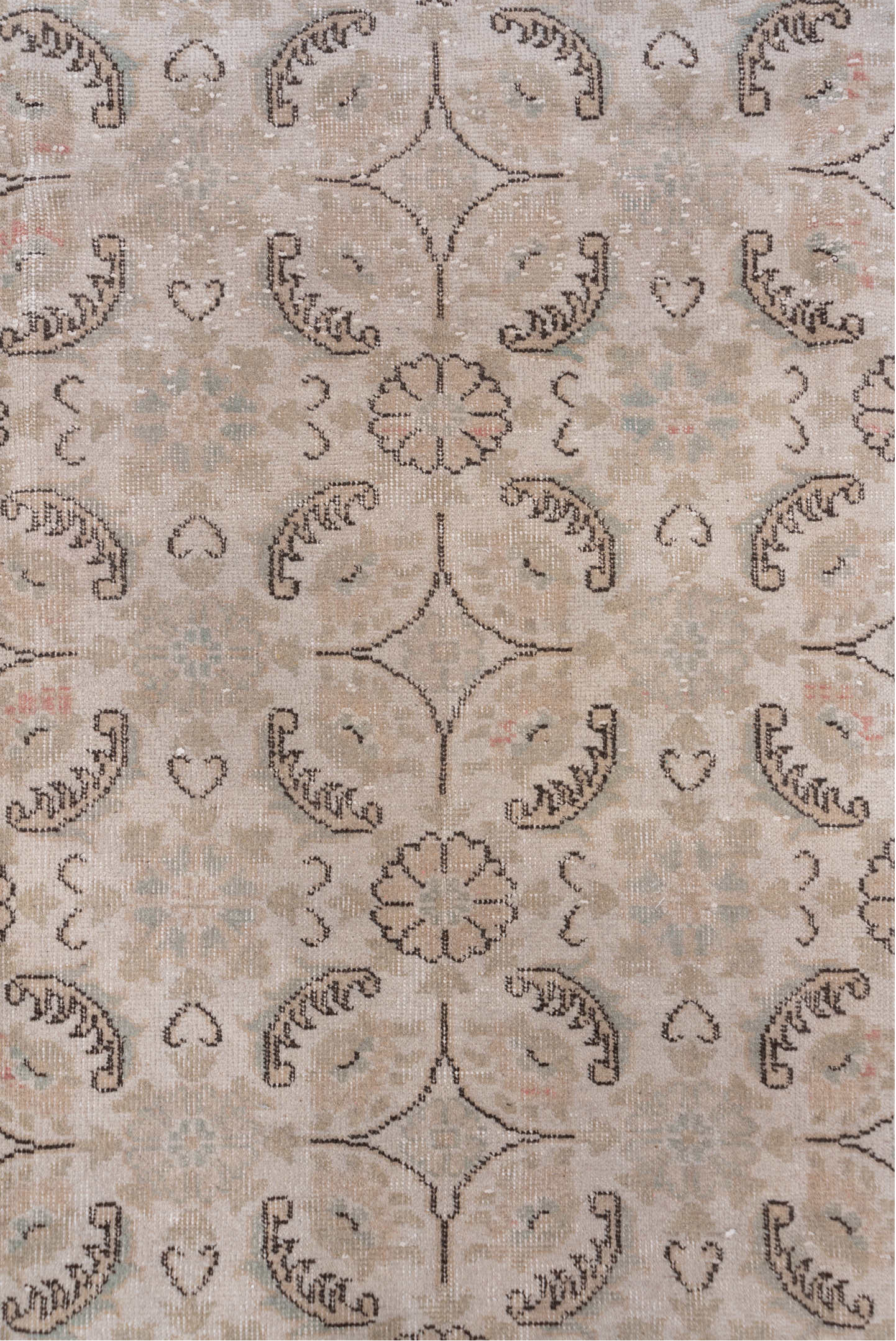 6' x 10' one-of-a-kind handmade vintage Sparta large size rug. Color palette: ivory, blush, taupe, charcoal, pale blue