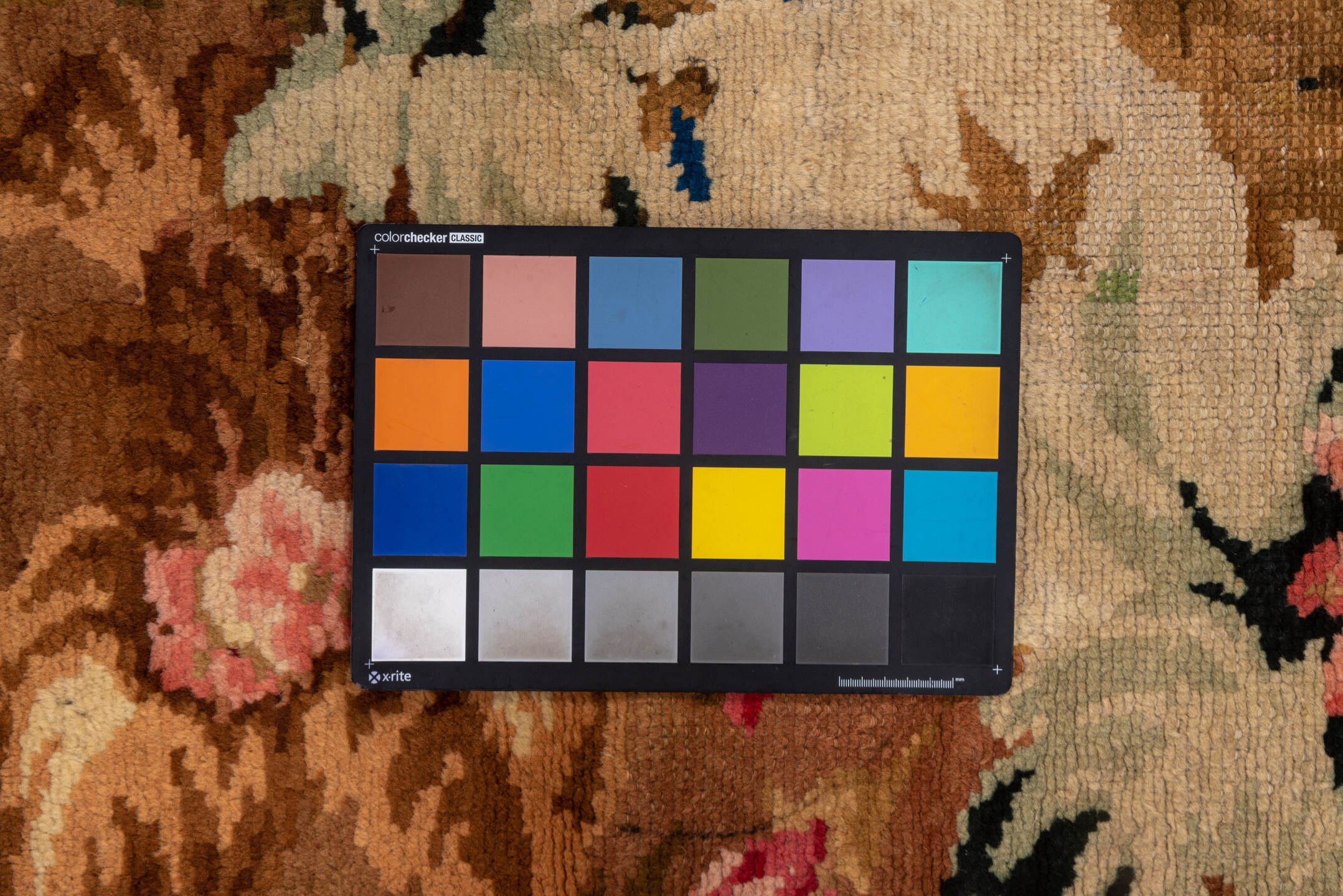 3' x 6' one-of-a-kind handmade vintage Axminister runner rug. Color palette: brown, gray, pink, red