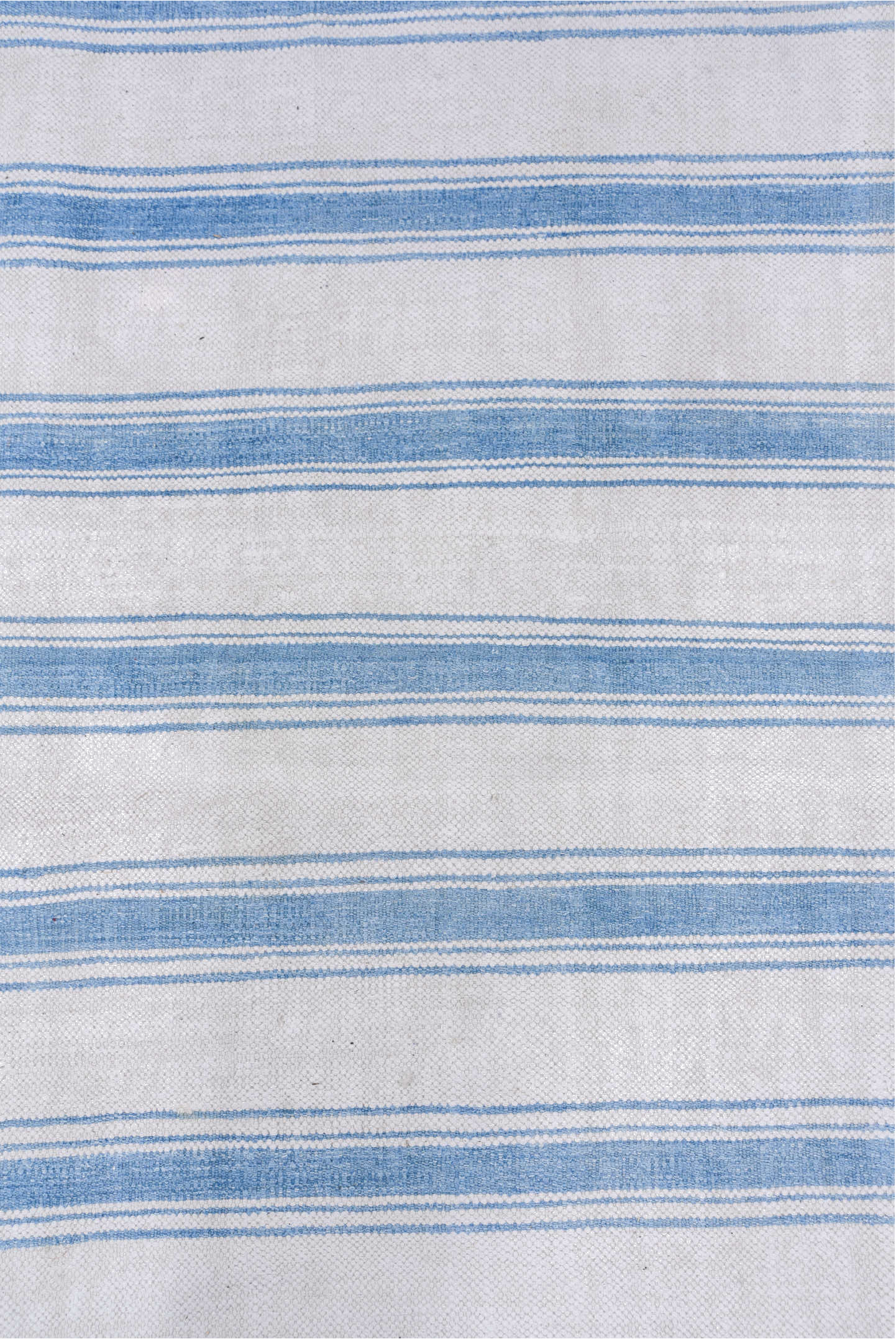 6' x 13' one-of-a-kind handmade vintage Dhurrie large size rug. Color palette: blue, gainsboro, gray, light blue, light gray