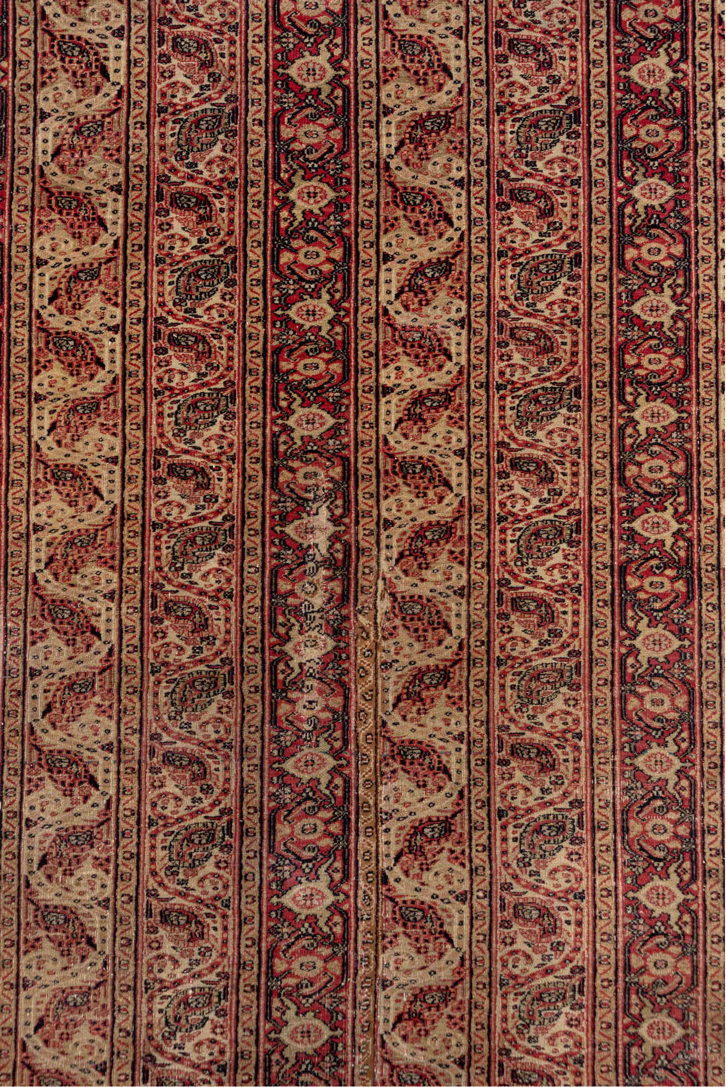 4' x 8' one-of-a-kind handmade vintage Khorassan rug. Color palette: ivory, rust, burgundy, rose, brown, charcoal