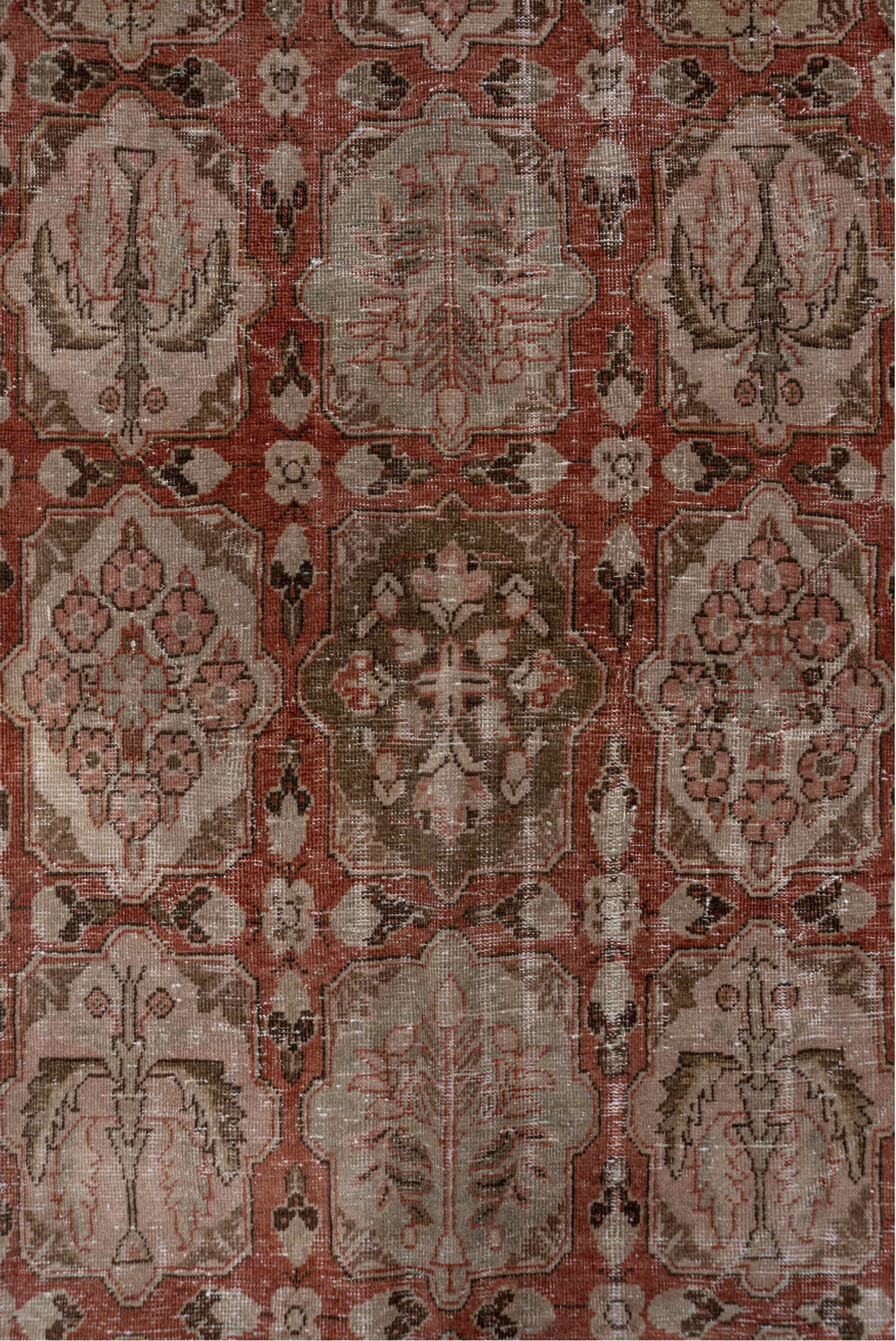 6' x 10' one-of-a-kind handmade vintage Tabriz large size rug. Color palette: brown, gainsboro, gray, light gray, off-white