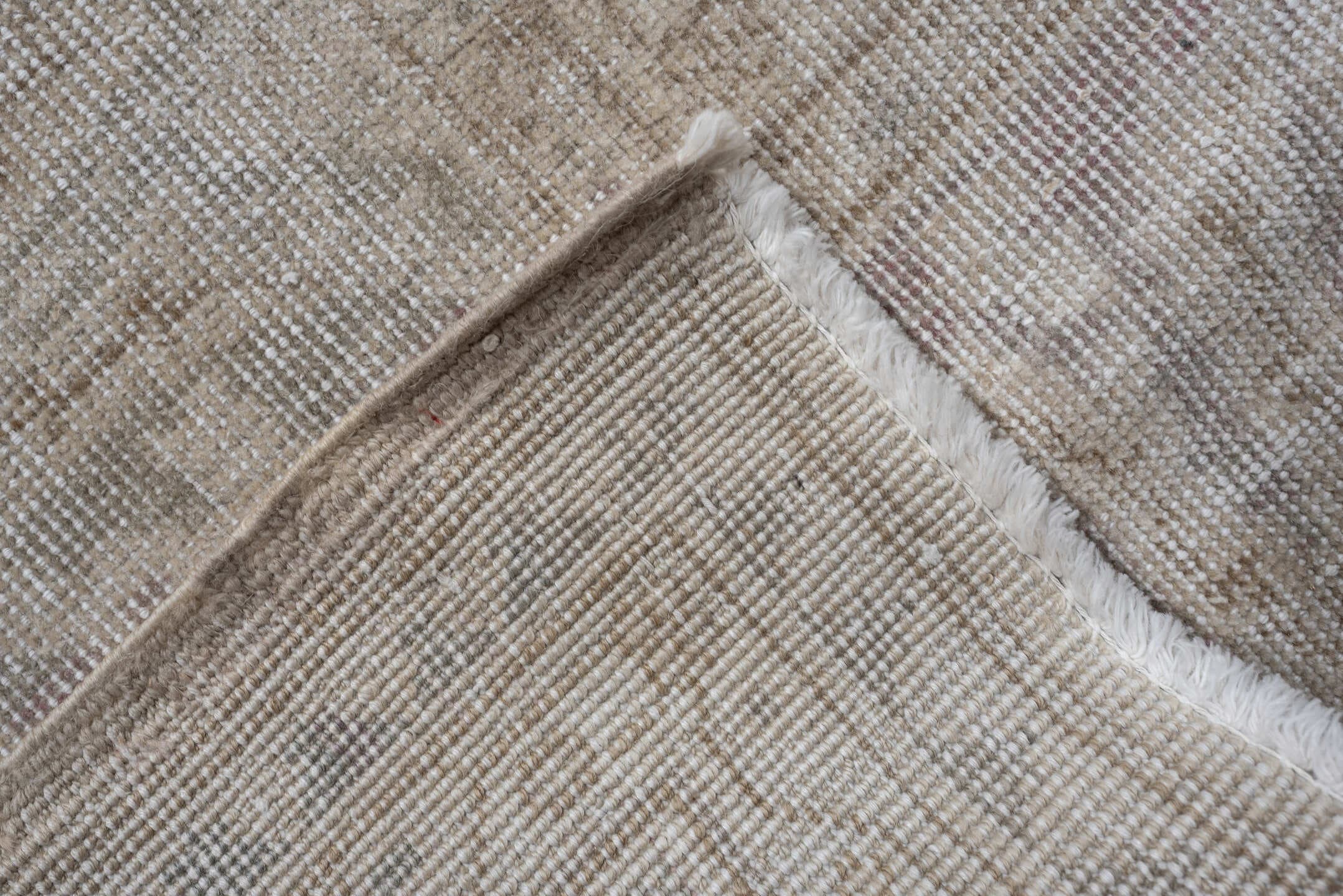 8' x 12' one-of-a-kind handmade vintage Sparta large size rug. Color palette: ivory, taupe, powder blue, cream, pale gray