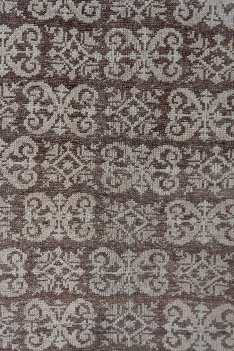 4' x 6' one-of-a-kind handmade vintage Tulu small size rug. Color palette: taupe, ivory, beige, brown, gray