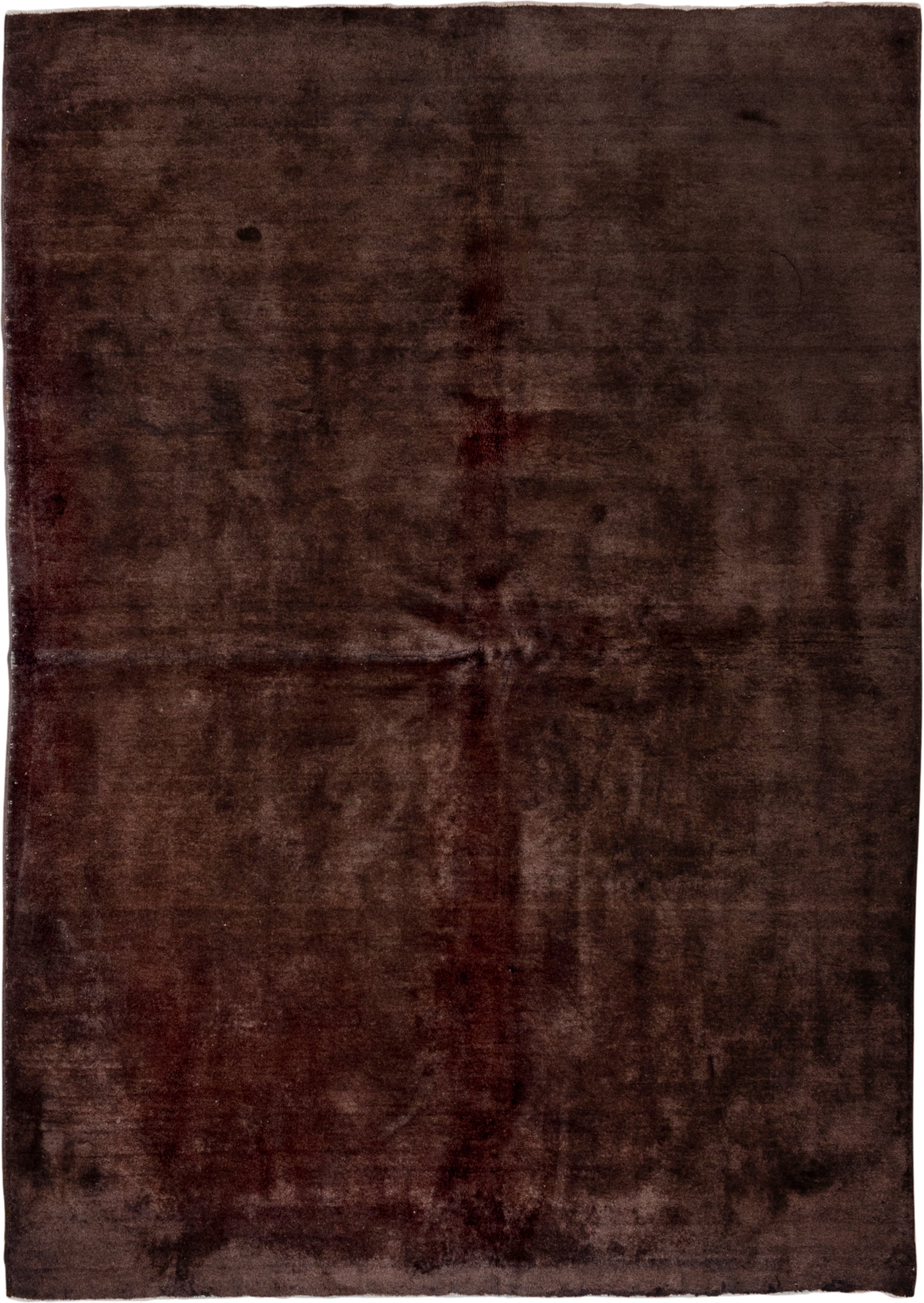 6' x 9' one-of-a-kind handmade vintage Overdyed medium size rug. Color palette: espresso, mahogany, charcoal, burgundy
