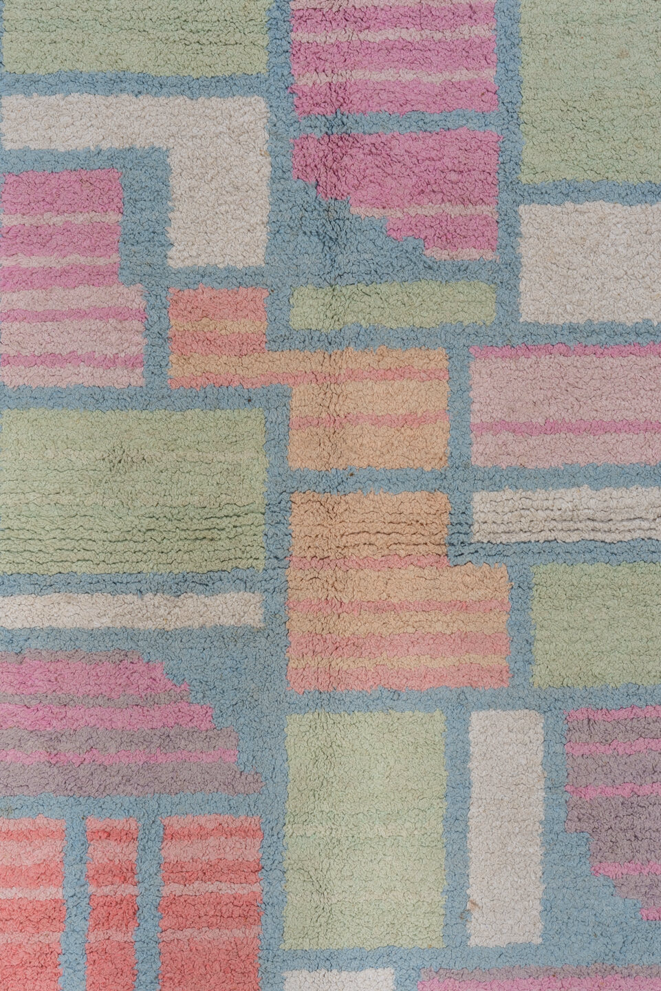 3' x 5' one-of-a-kind handmade vintage Cotton Agra small size rug. Color palette: blue, dark gray, gainsboro, gray