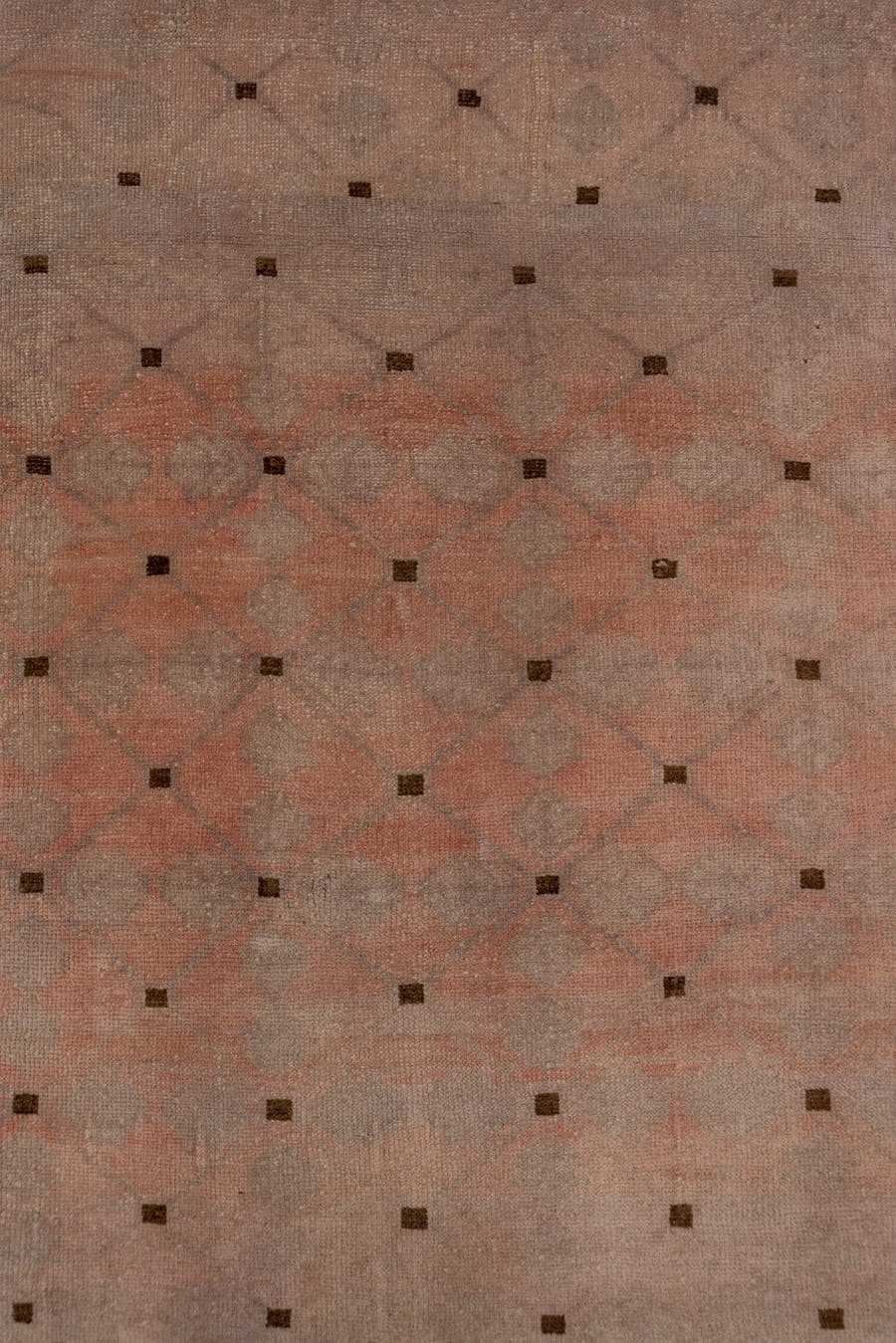 2' x 19' one-of-a-kind handmade vintage Oushak runner rug. Color palette: blush, rose, taupe, brown, dusty coral, ivory