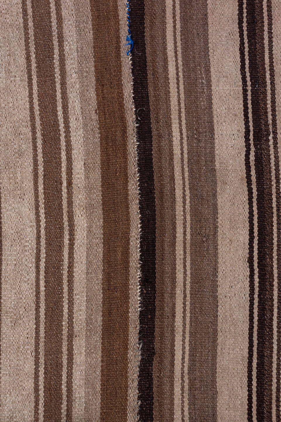 4' x 8' one-of-a-kind handmade vintage Kilim rug. Color palette: brown, taupe, camel, ivory, charcoal, slate, navy, beige