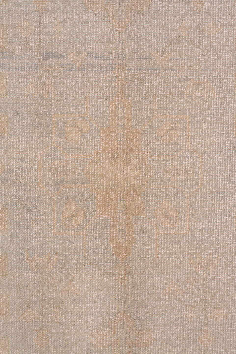 5' x 8' one-of-a-kind handmade vintage Oushak medium size rug. Color palette: beige, taupe, ivory, pale gray, gray