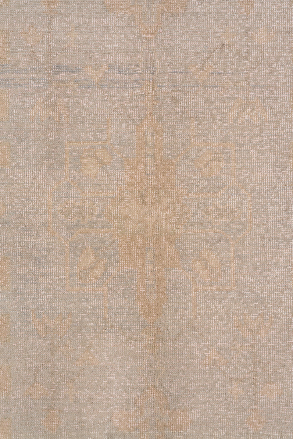 5' x 8' one-of-a-kind handmade vintage Oushak medium size rug. Color palette: beige, taupe, ivory, pale gray, gray