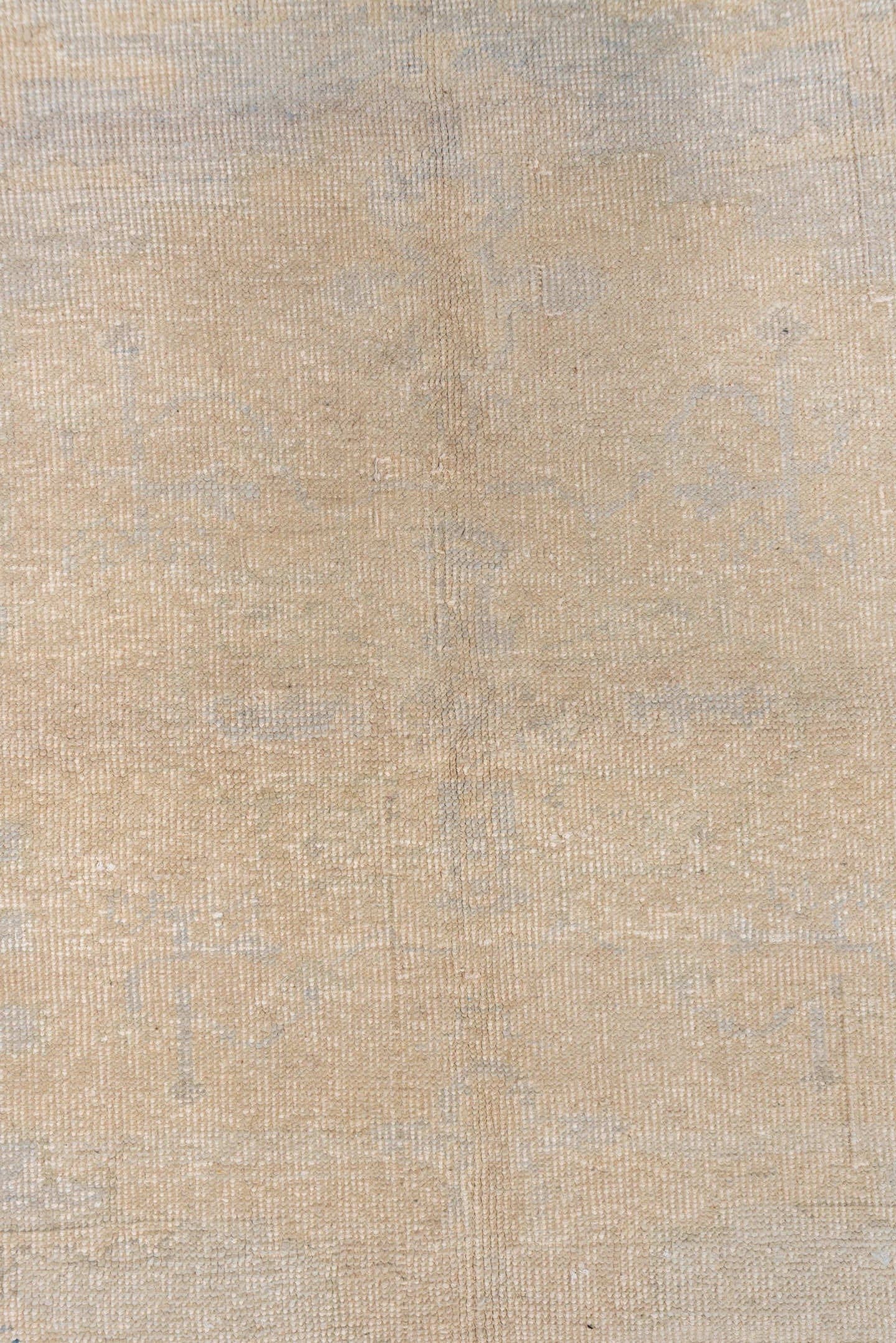 5' x 5' one-of-a-kind handmade vintage Oushak rug. Color palette: ivory, cream, beige, taupe, pale gold, light gray, gray
