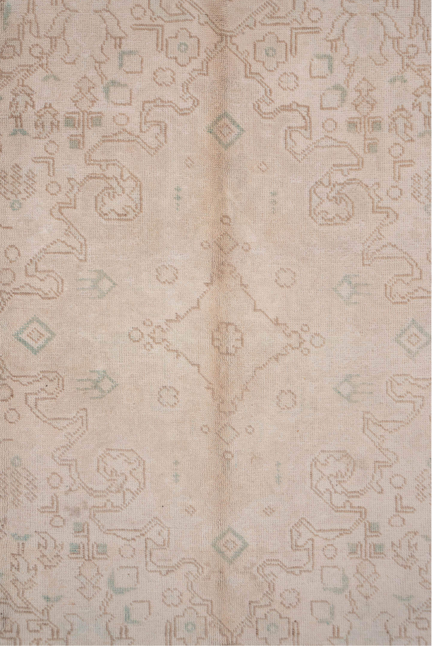 8' x 10' one-of-a-kind handmade vintage Tabriz large size rug. Color palette: ivory, blush, sand, taupe, pale celadon, pink