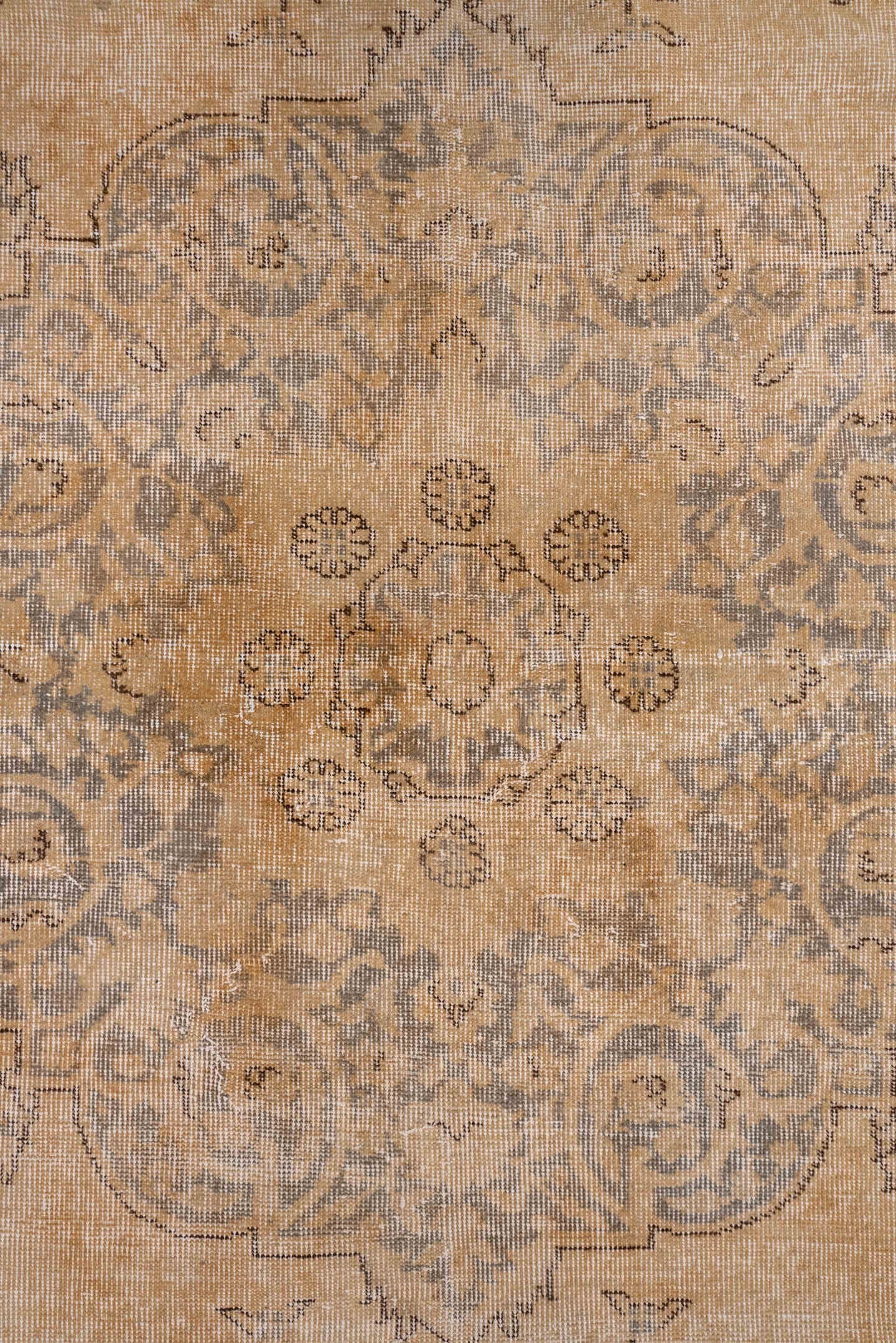 8' x 11' one-of-a-kind handmade vintage Oushak large size rug. Color palette: beige, taupe, ivory, slate, greige, gray