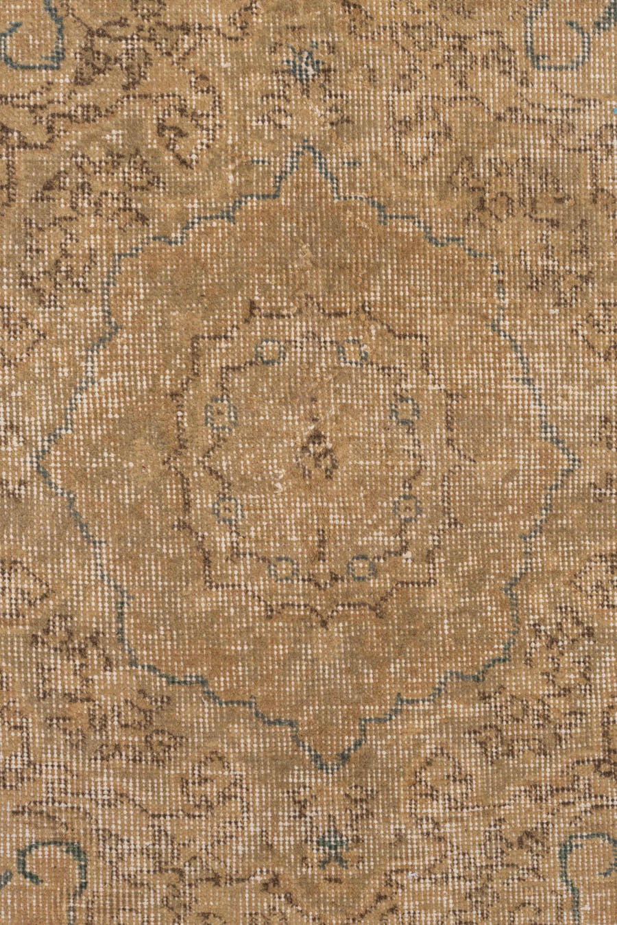 7' x 10' one-of-a-kind handmade vintage Oushak large size rug. Color palette: beige, ivory, faded blue, taupe, sand, blue
