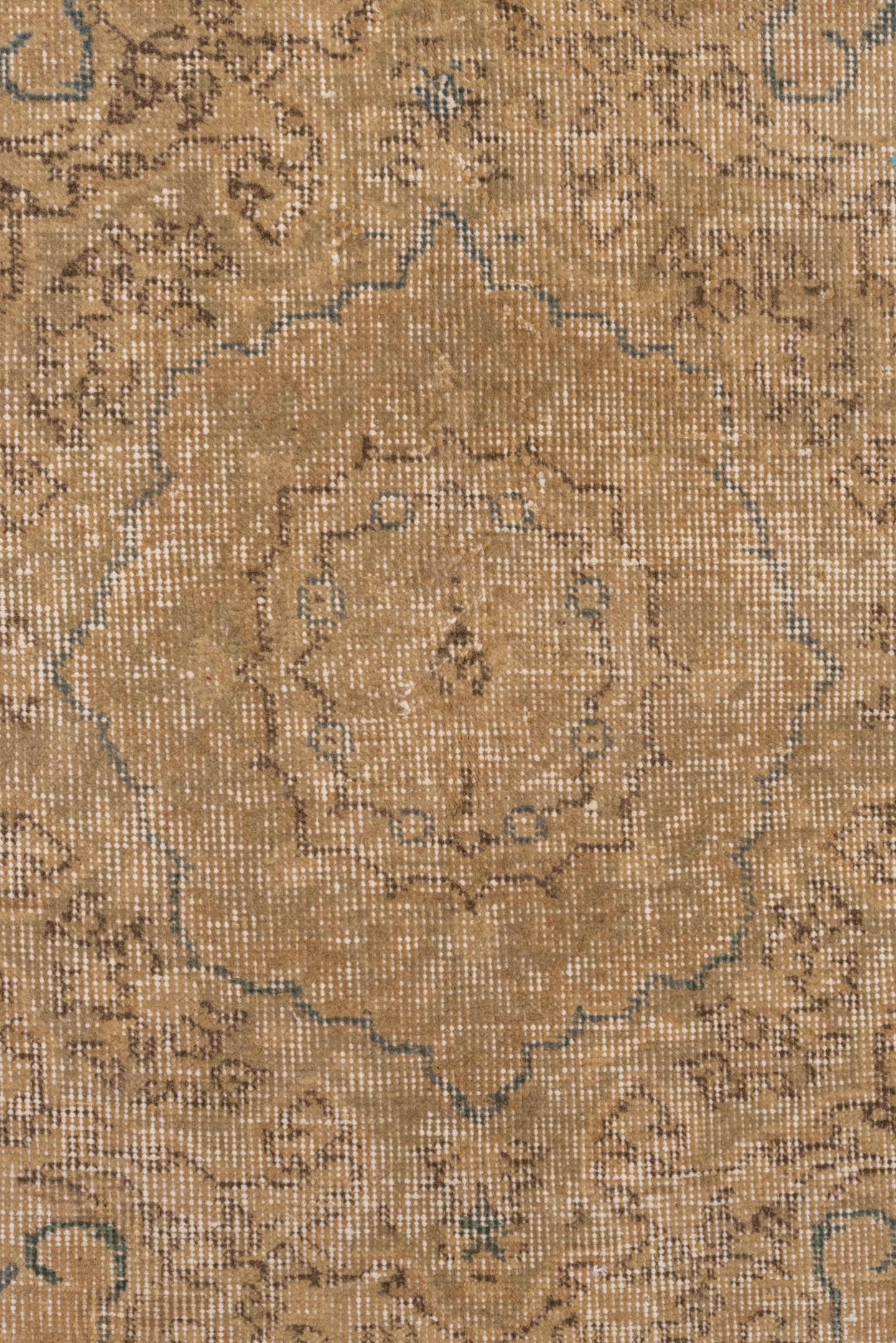 7' x 10' one-of-a-kind handmade vintage Oushak large size rug. Color palette: beige, ivory, faded blue, taupe, sand, blue