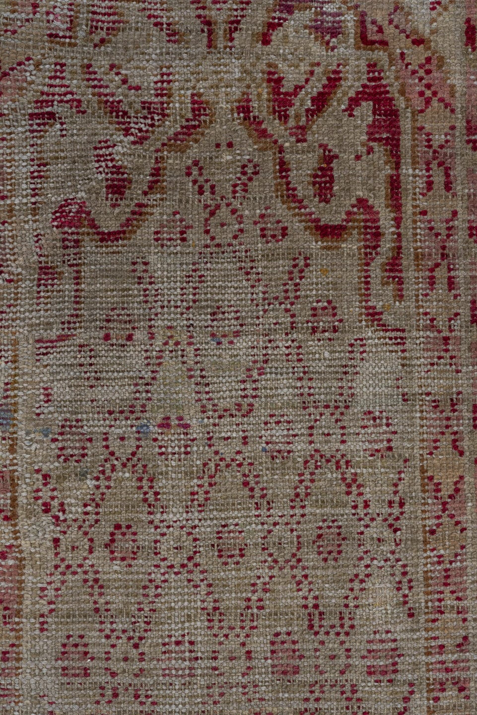 3' x 22' one-of-a-kind handmade vintage Oushak runner rug. Color palette: ivory, rose, blush, taupe, crimson, pink, red