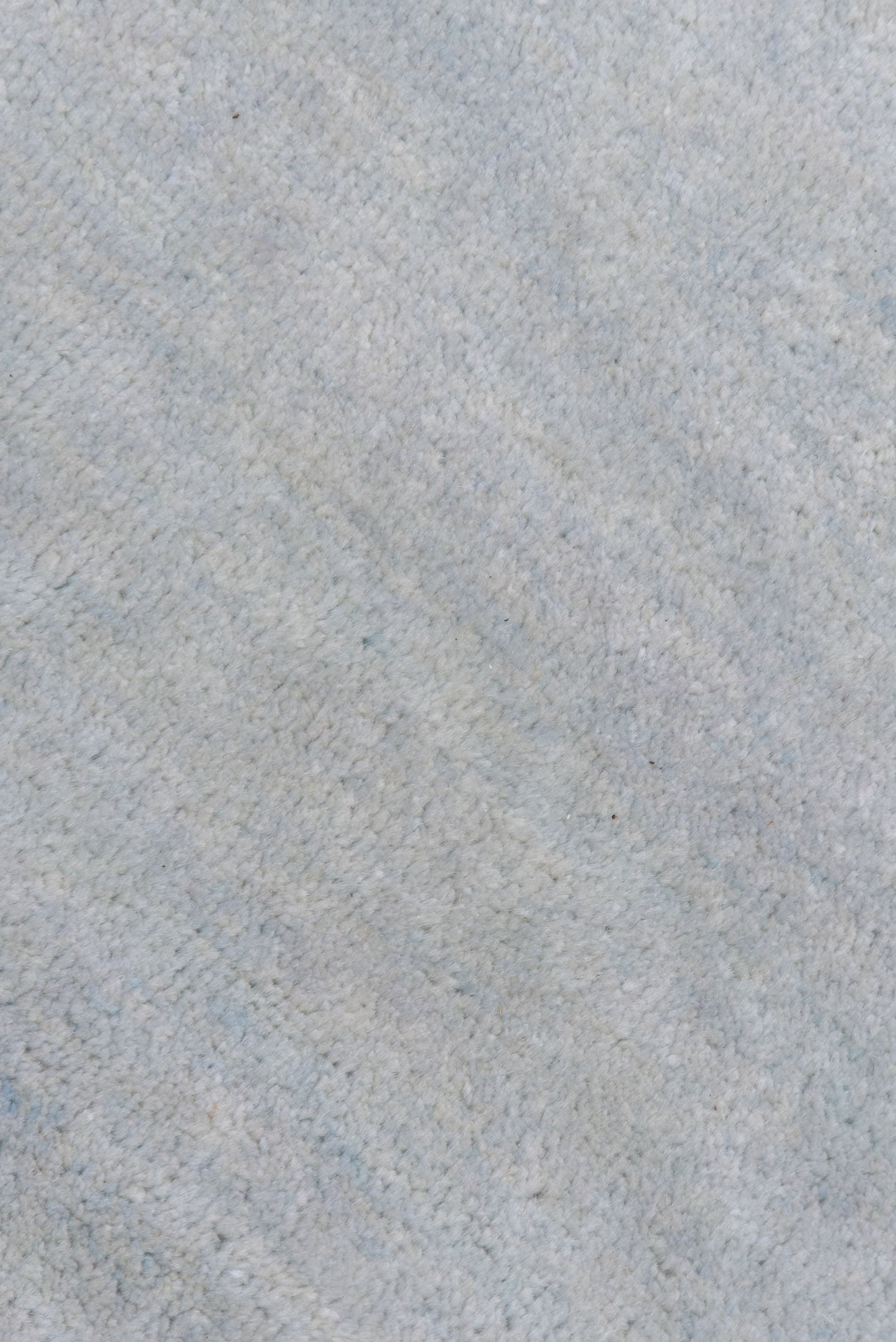 9' x 12' one-of-a-kind handmade vintage Rad large size rug. Color palette: ivory, pale blue, cream, taupe, light blue, beige